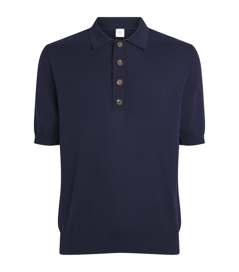 Eleventy Mens Cotton-Cashmere Polo Shirt Blu Image 1