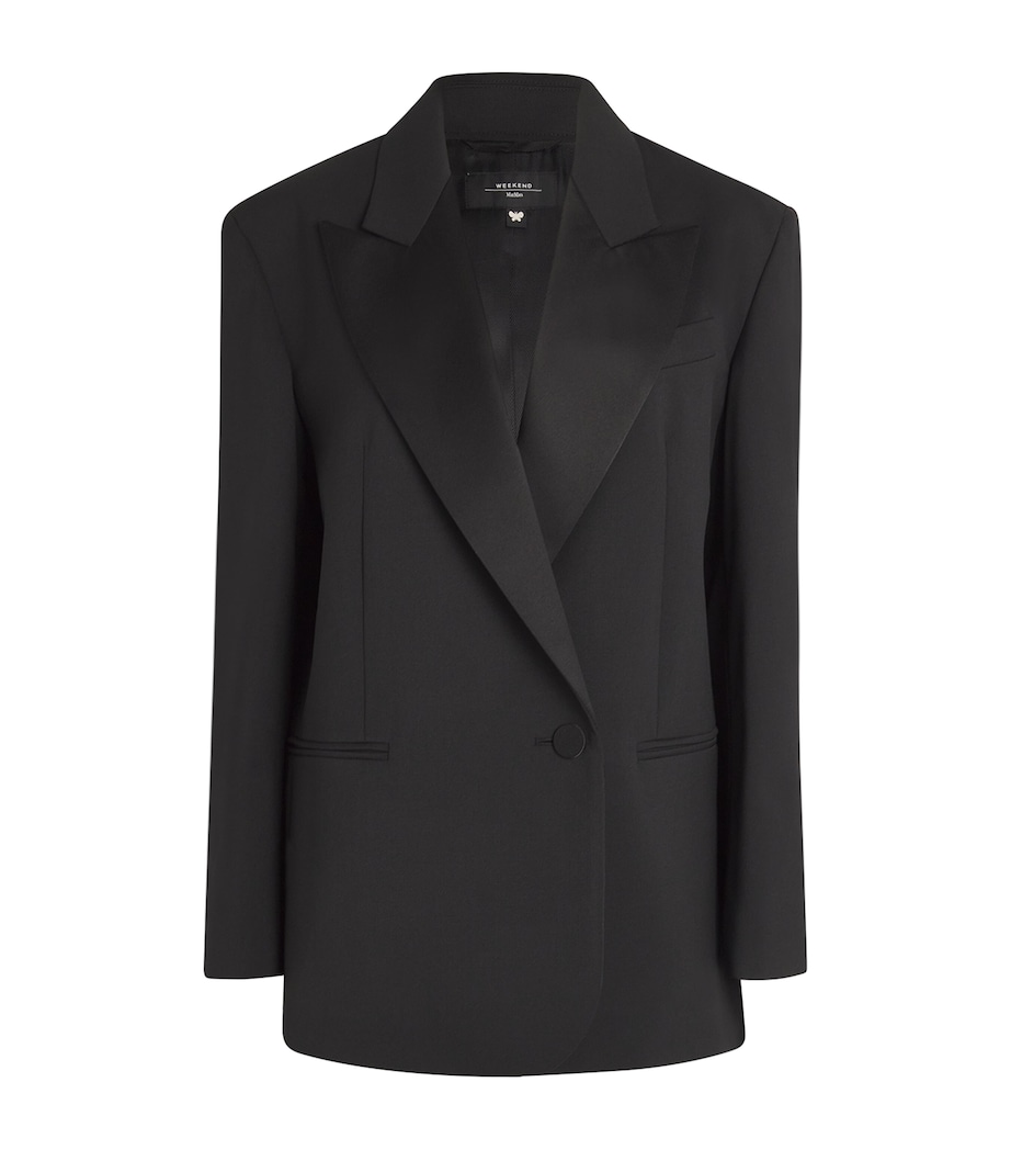 Satin-Lapel Blazer BLACK Image 1