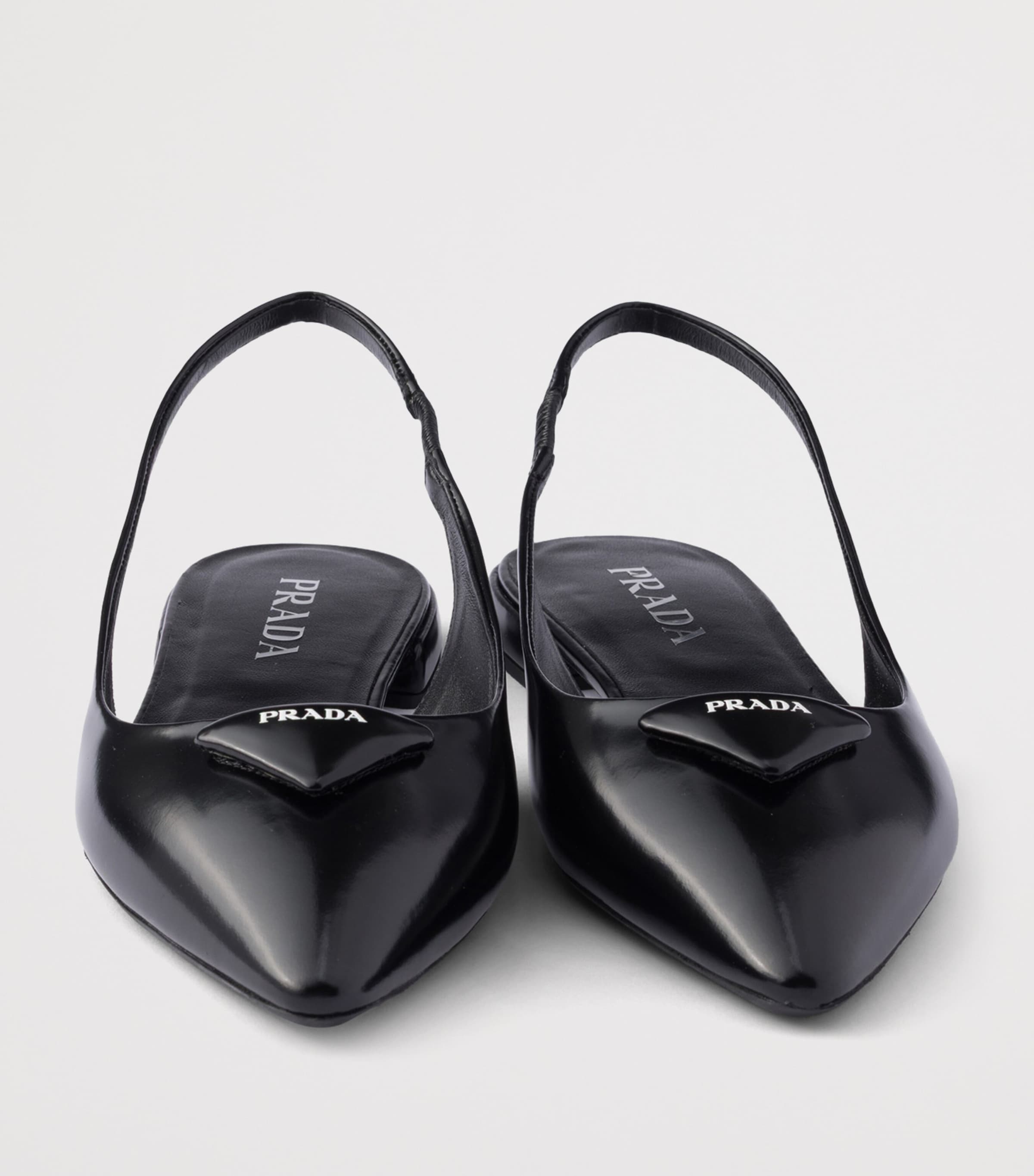 Prada Brushed Leather Slingback Ballet Flats 10 Black Image 5