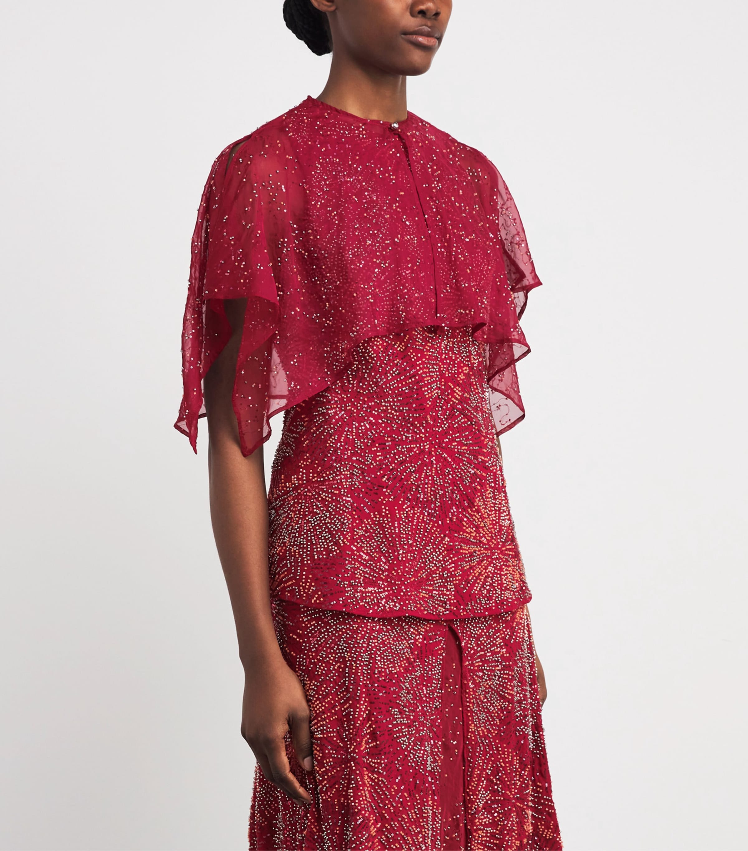 Embellished Top and Cape P614 RED WINE Image 3