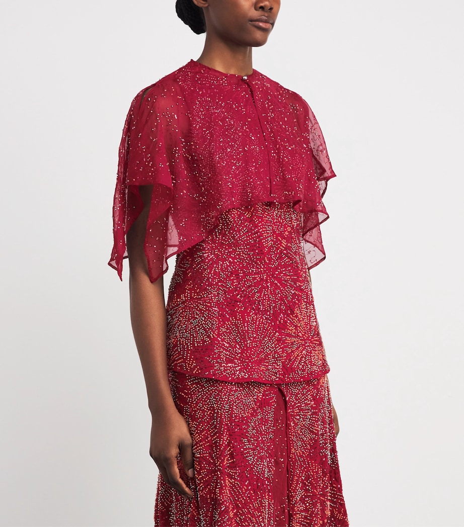 Embellished Top and Cape P614 RED WINE Image 3