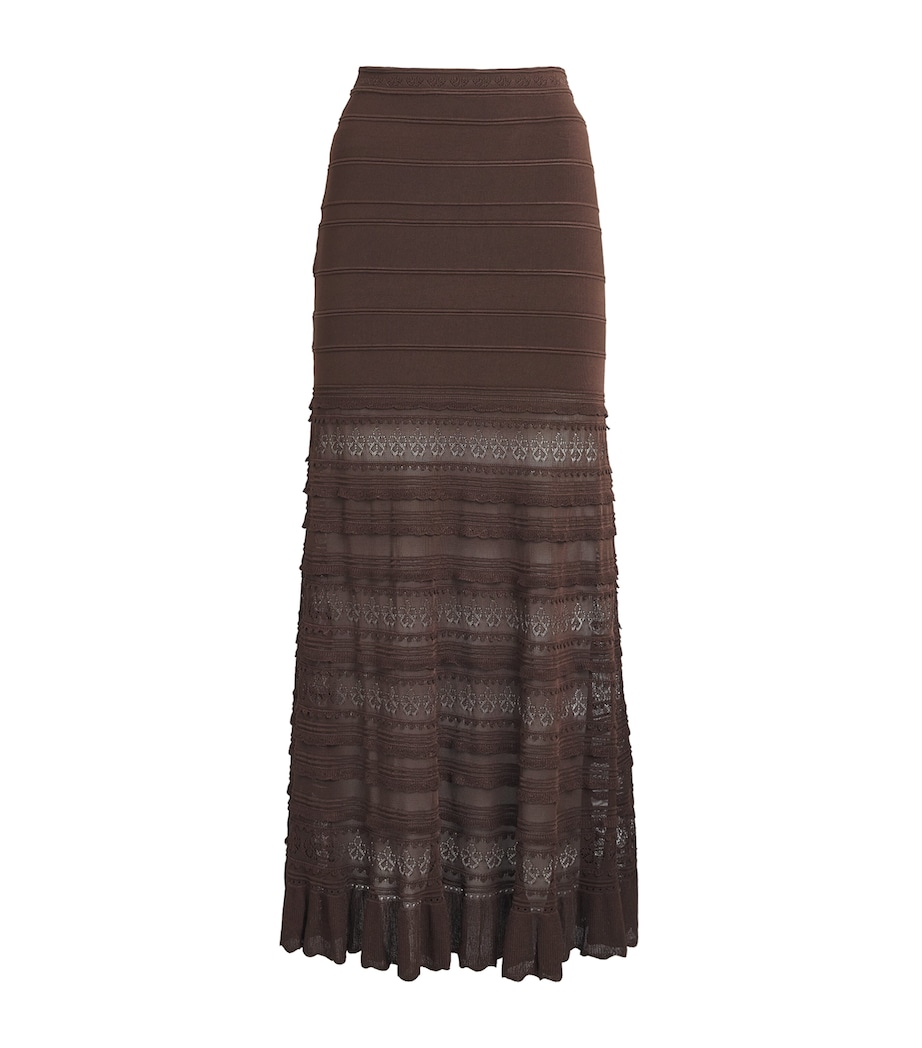 Sandro Paris Womens Panelled Maxi Skirt Brown Image 1