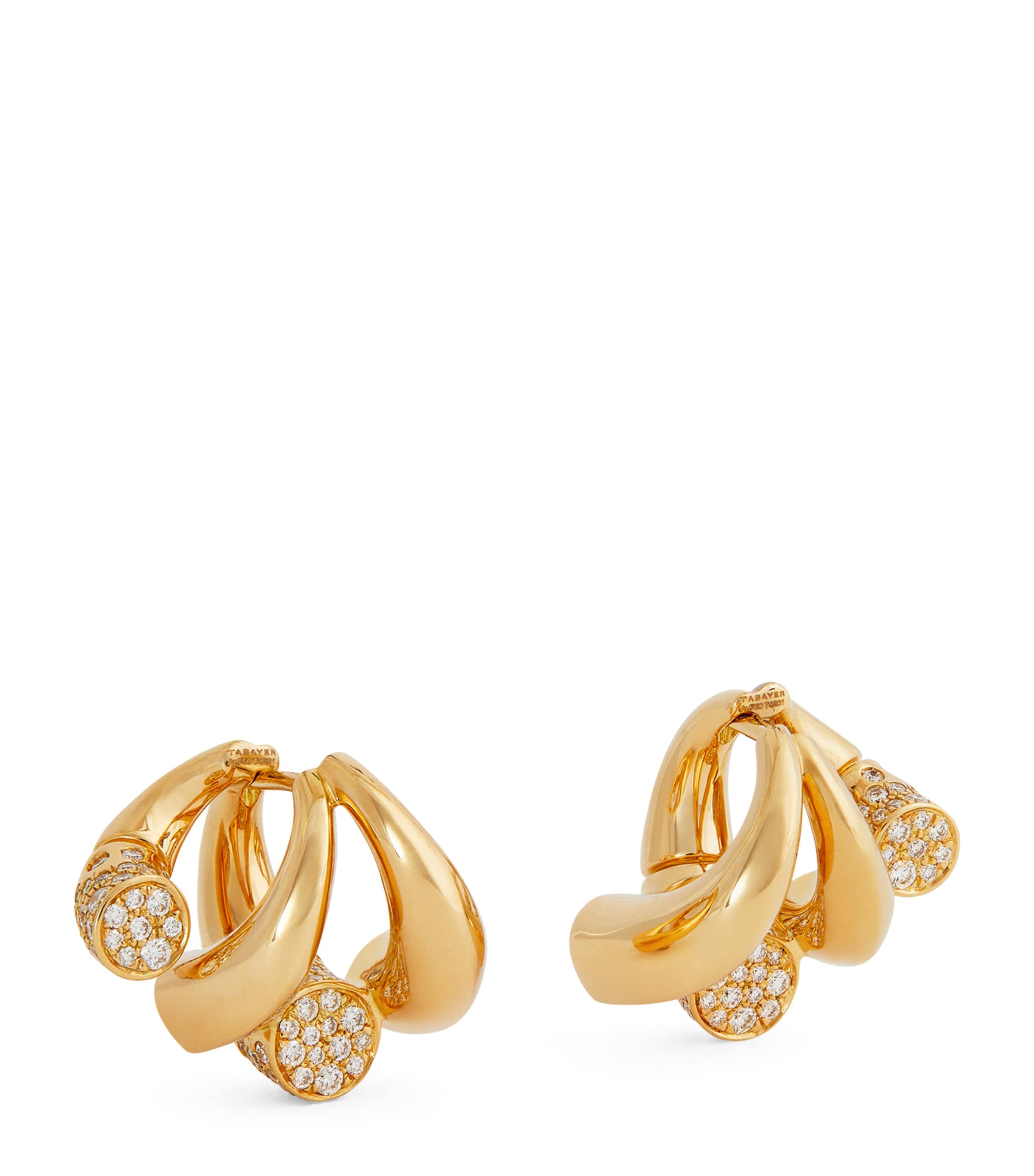 Tabayer Yellow Gold And Pavé Diamond Oera Edition 3 Triple Hoop Earrings