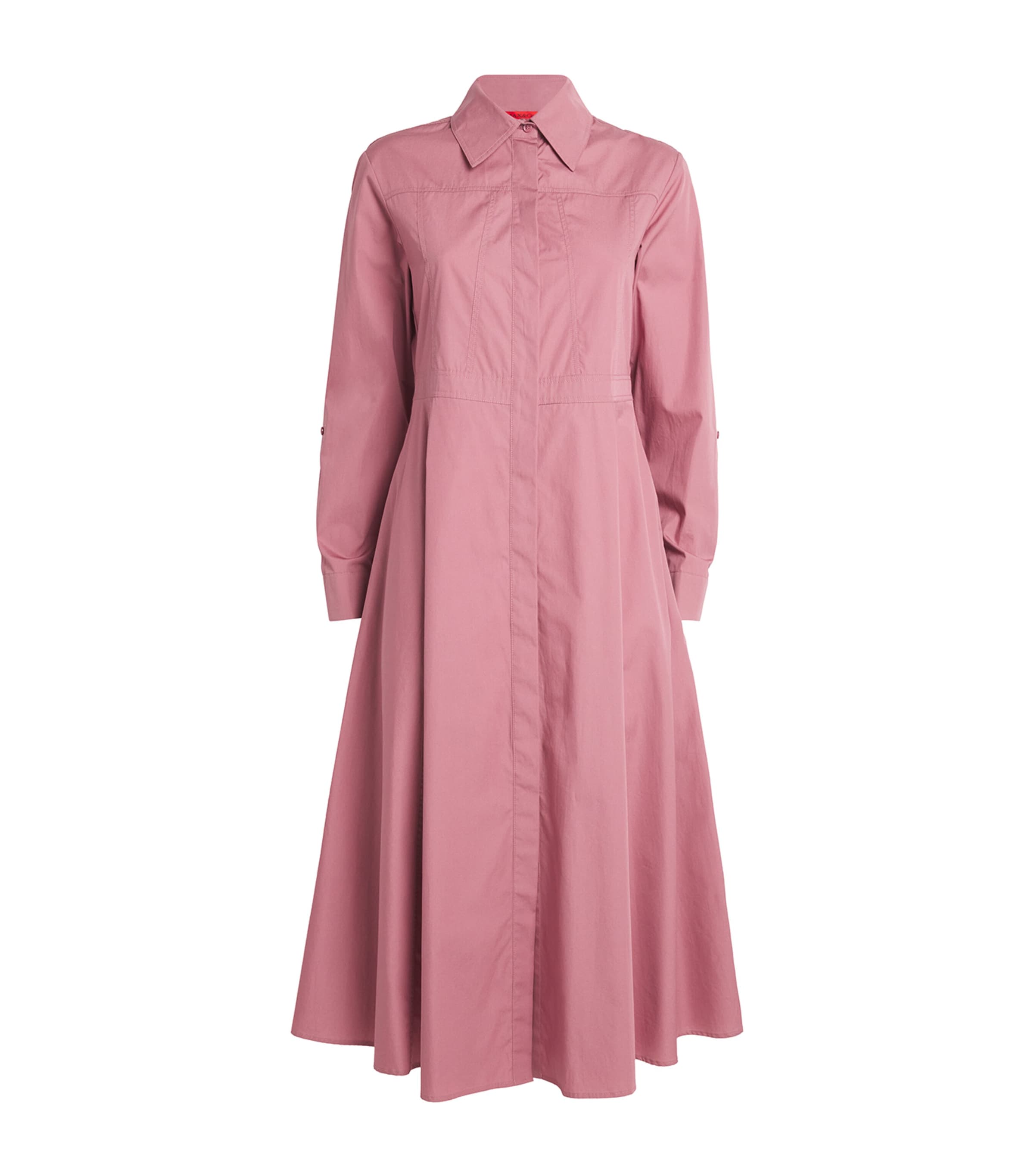 Shop Max & Co Cotton Shirt Midi Dress In Pink