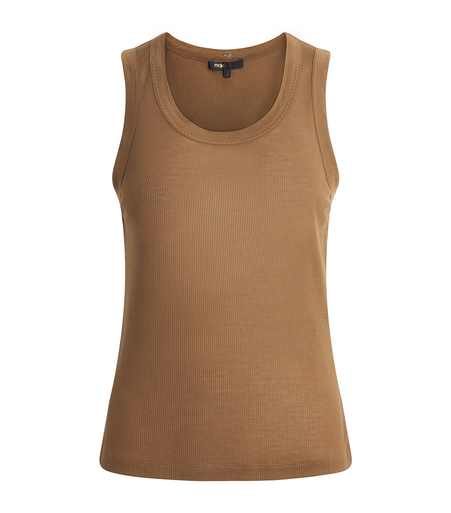 Maje Womens Rib-Knit Tank Top Brown Image 1