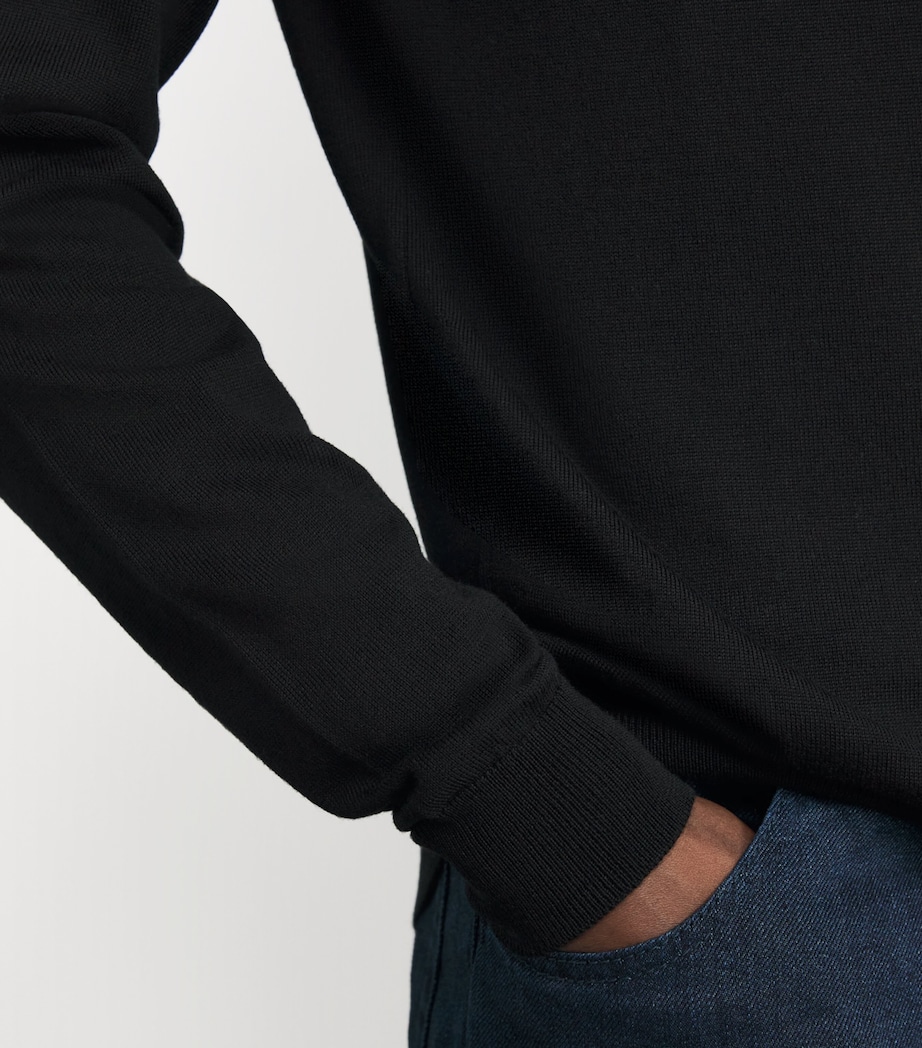 Extra Fine Merino Wool Half-Zip Tapton Sweater BLACK Image 6