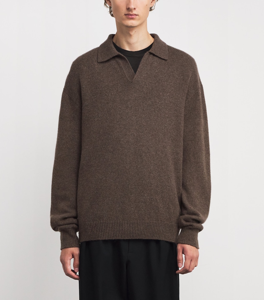 Leach Cashmere Polo Sweater DARK SAND Image 3
