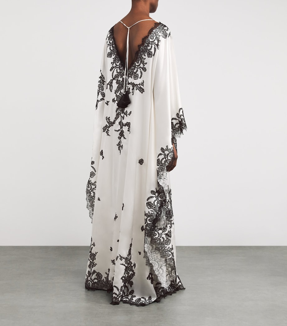 Silk Contrast Lace Kaftan BLACK/WHITE Image 3