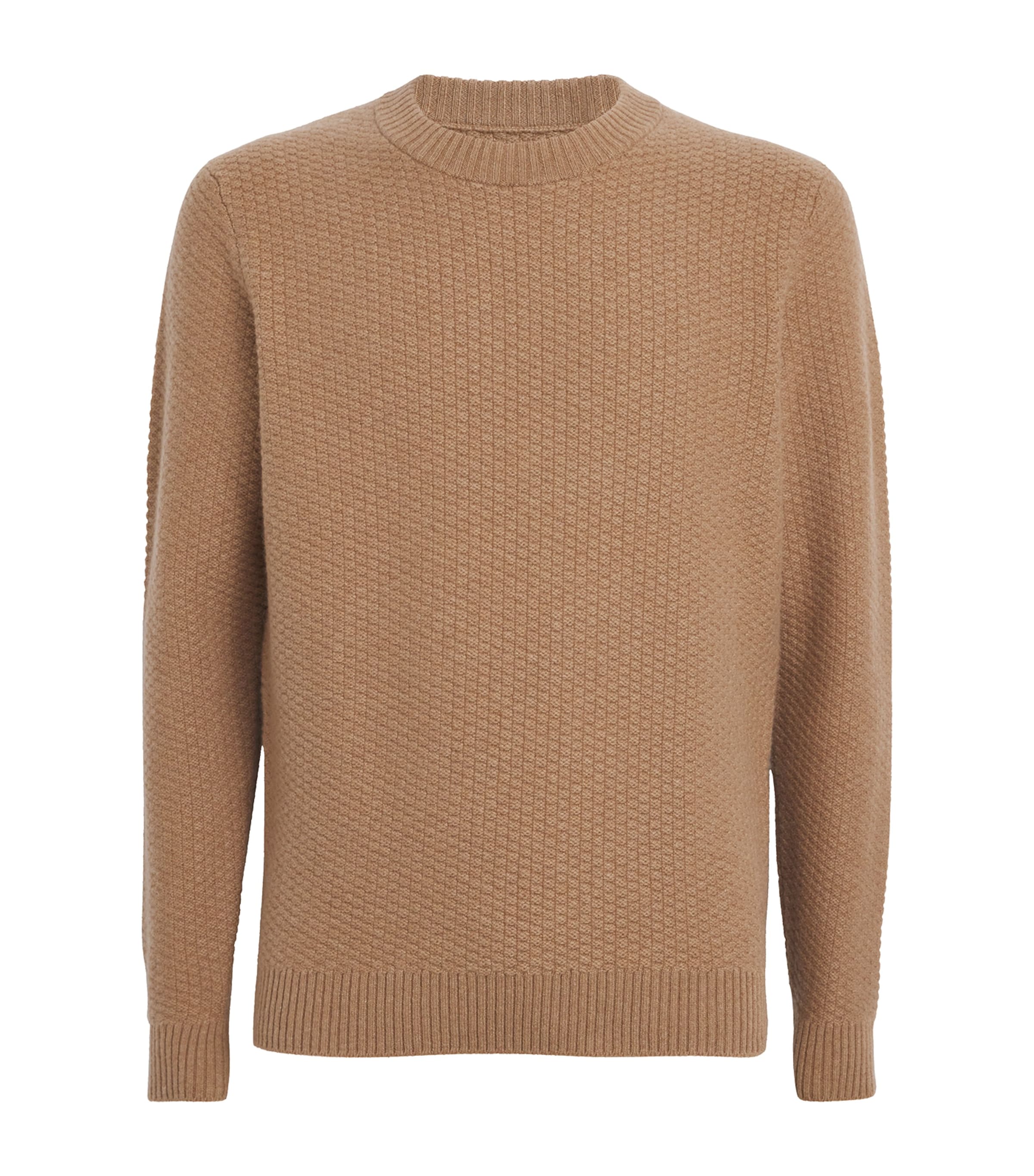 Harrods Cashmere Textured Sweater In Brown
