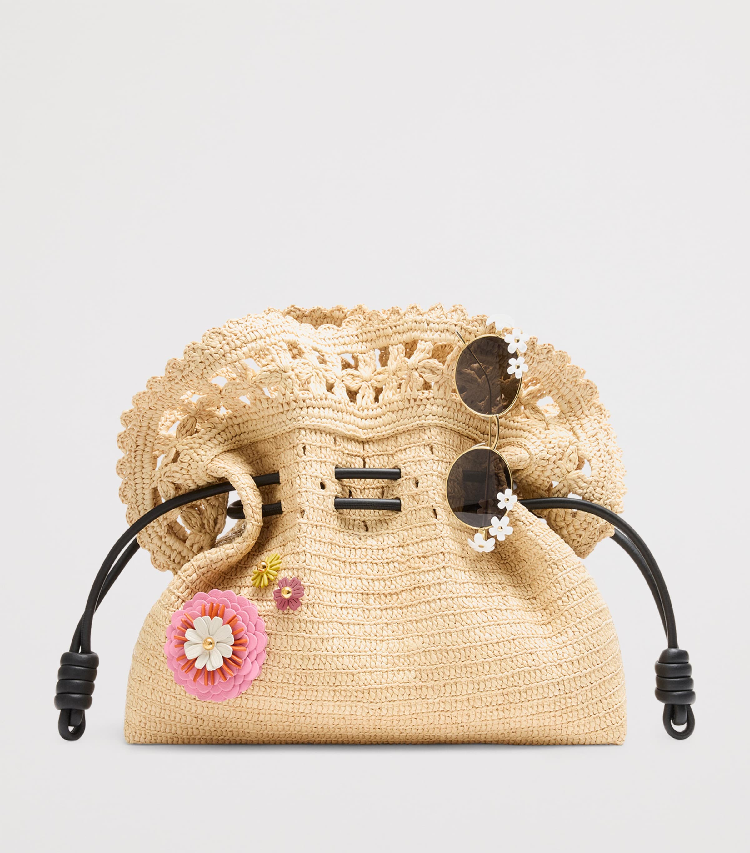 LOEWE x Paula's Ibiza Leather-Trim Flower Pin | Harrods UK