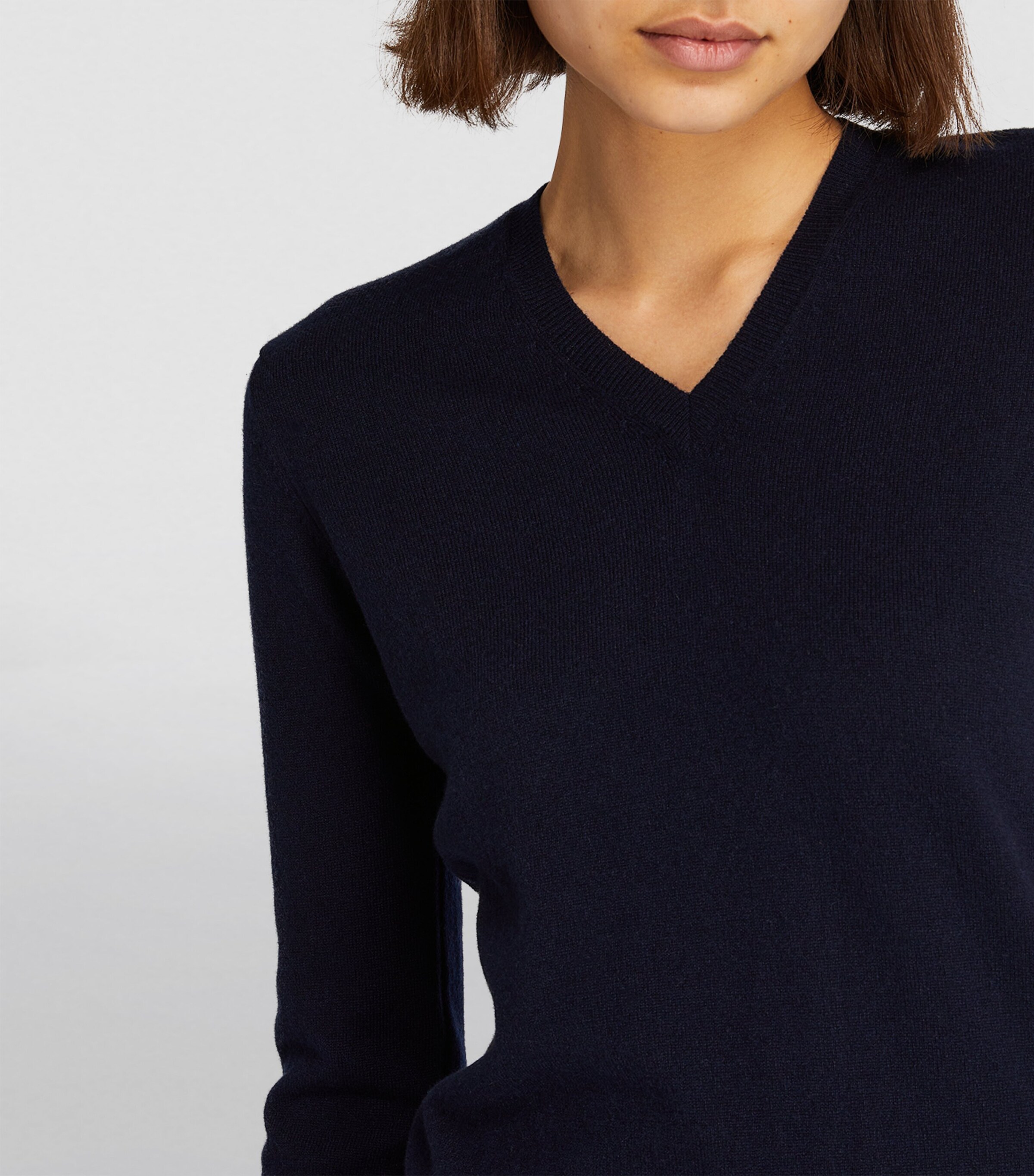 Harrods Womens Cashmere V-Neck Sweater Navy Image 6