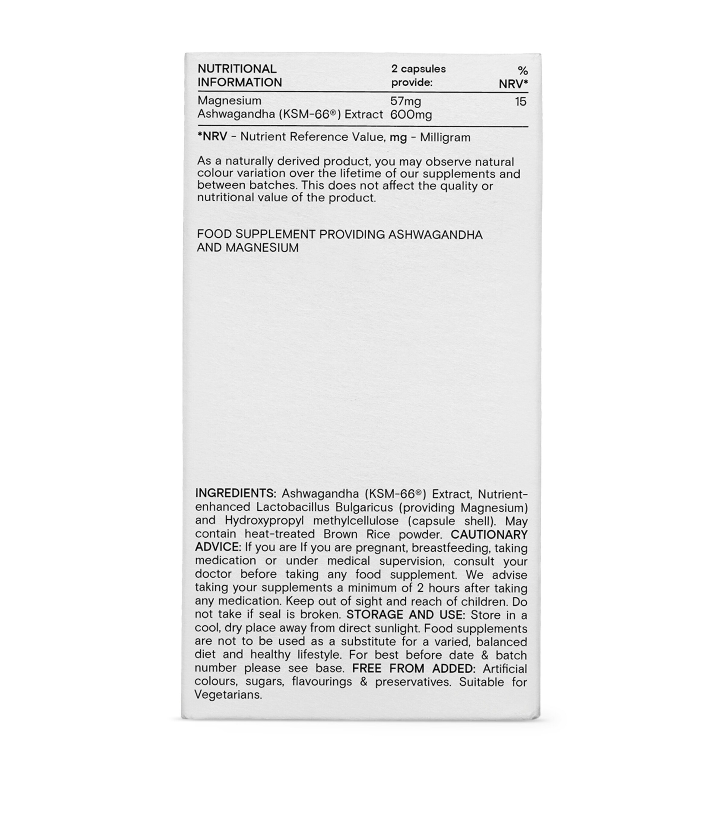 Food-Grown KSM-66 Ashwagandha Plus (60 Capsules) NO COLOUR Image 2