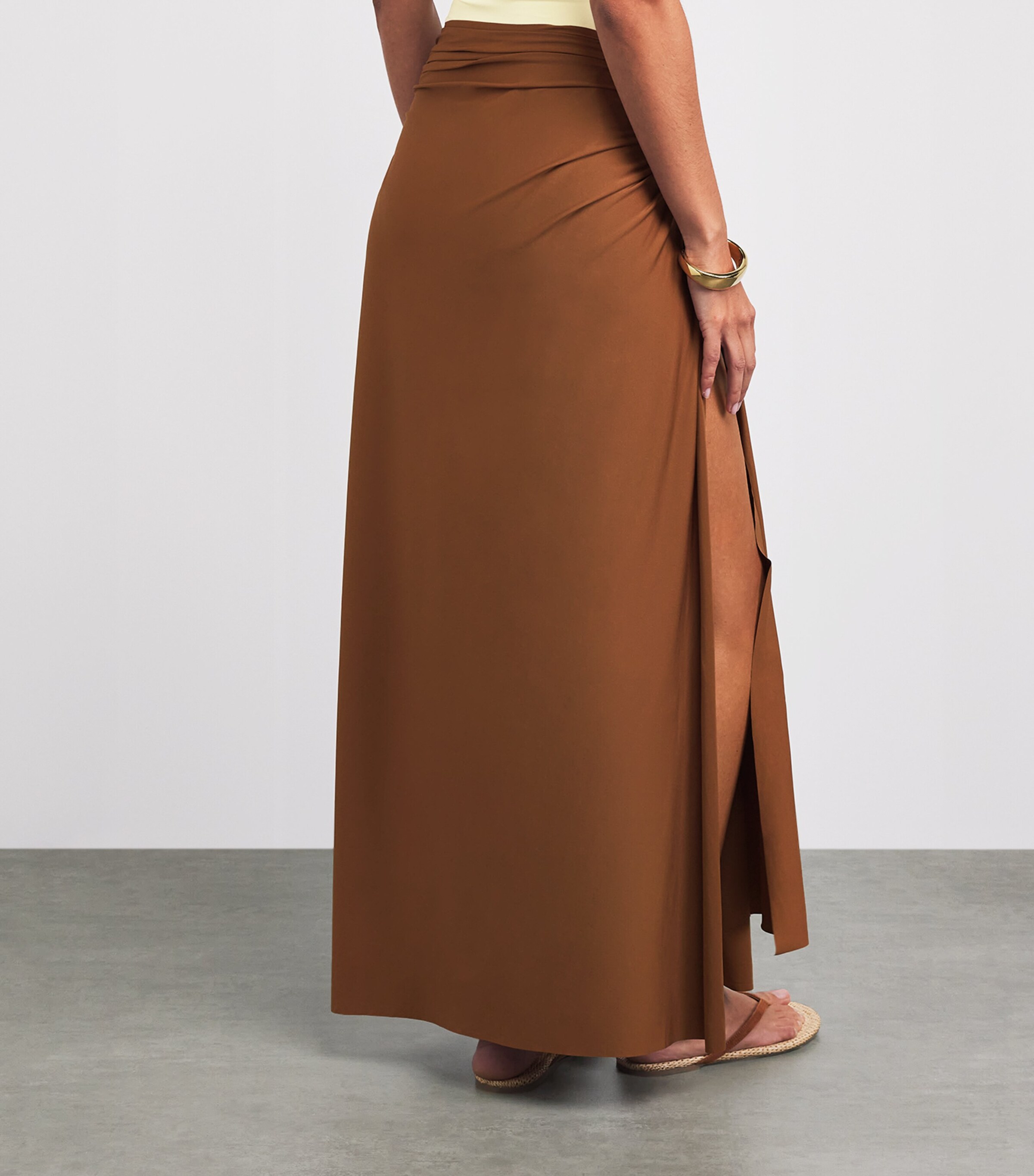 Maygel Coronel Womens Capella Pareo Maxi Skirt Cocoa Brown Image 5