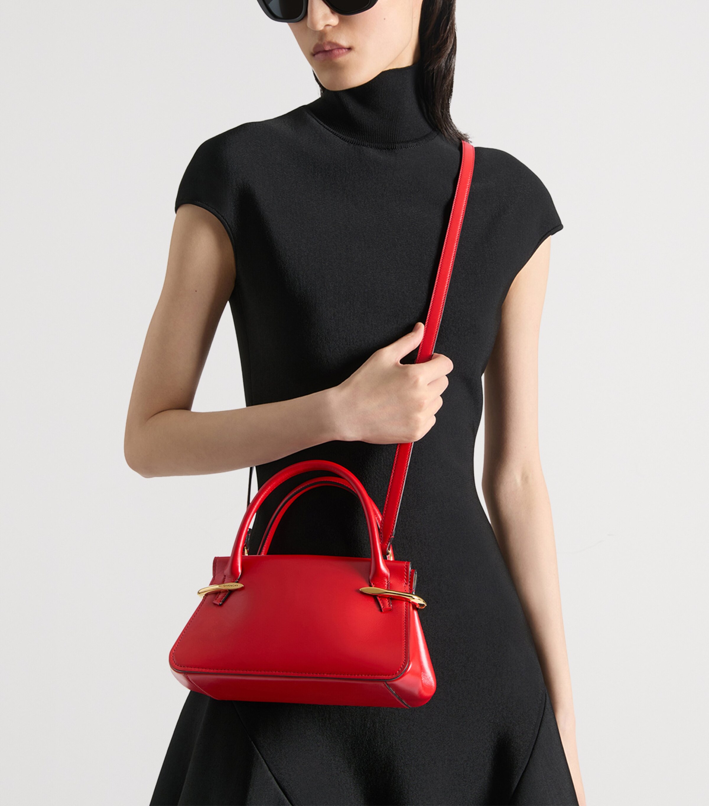 Mini Leather Pinch Top-Handle Bag DEEP RED Image 2