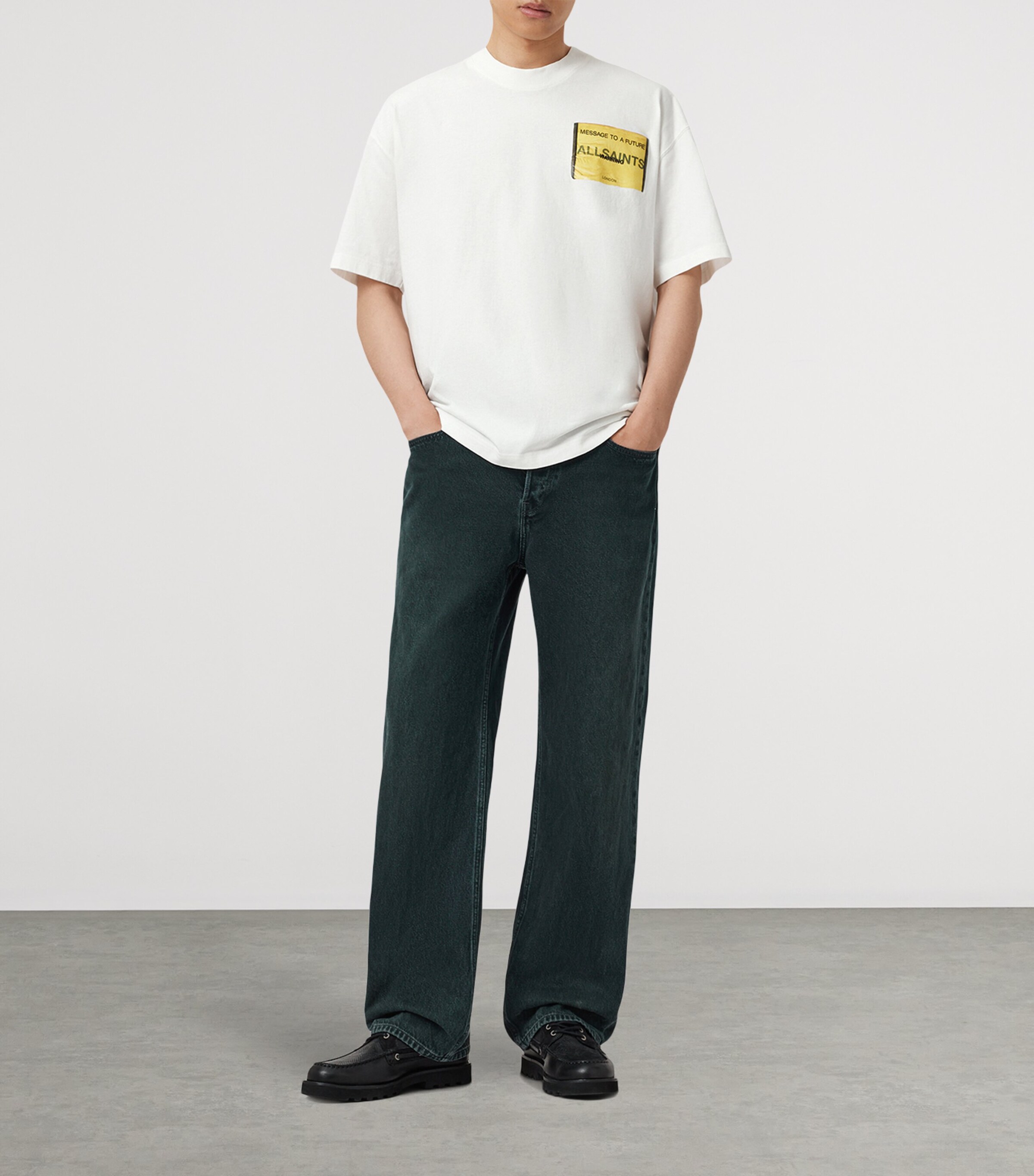 AllSaints Mens Organic Cotton Violation T-Shirt Chalk White Image 5
