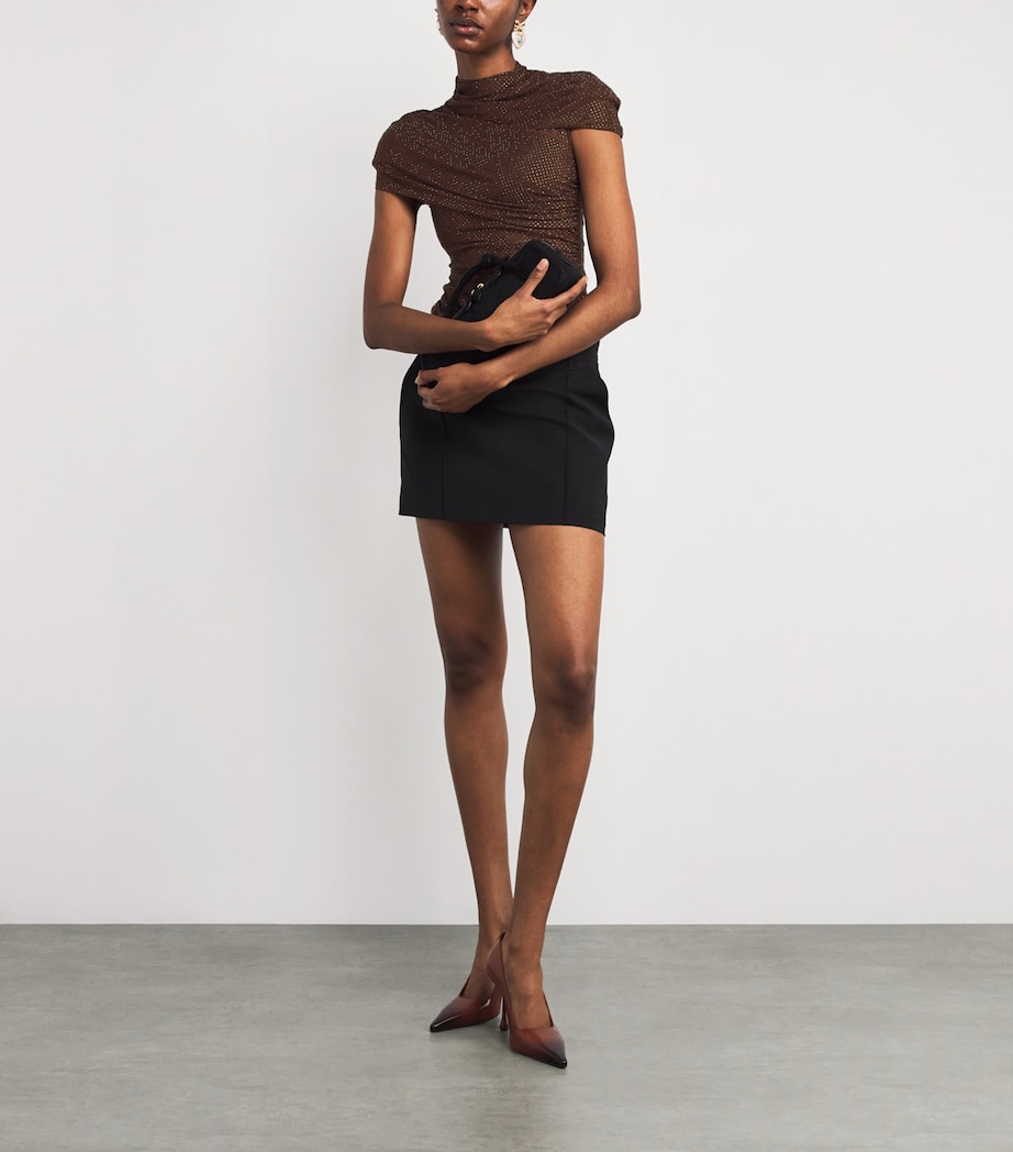 Embellished Draped Top BROWN Image 2