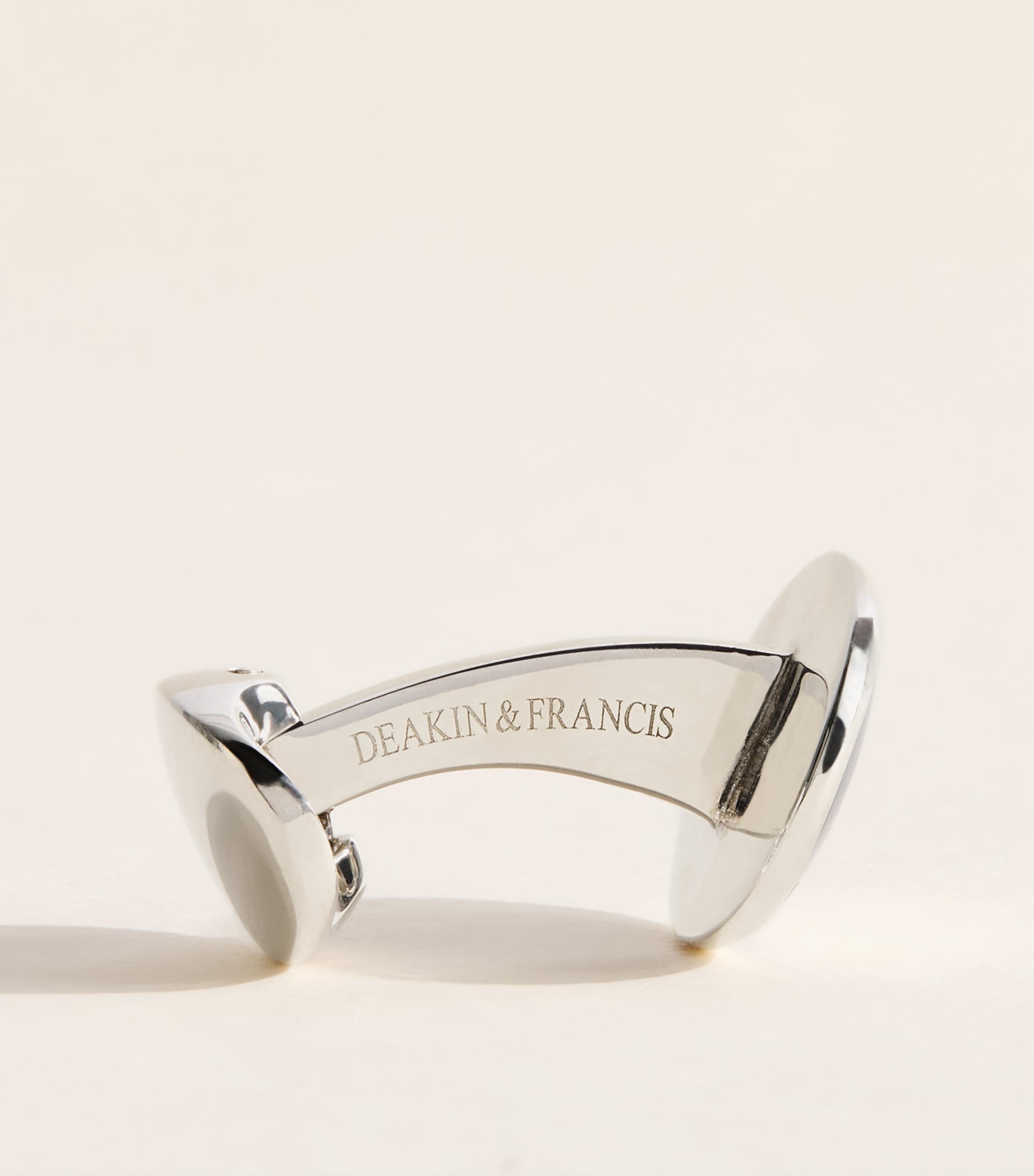 Deakin & Francis Sterling Silver and Enamel Oval Cufflinks Blue Image 4