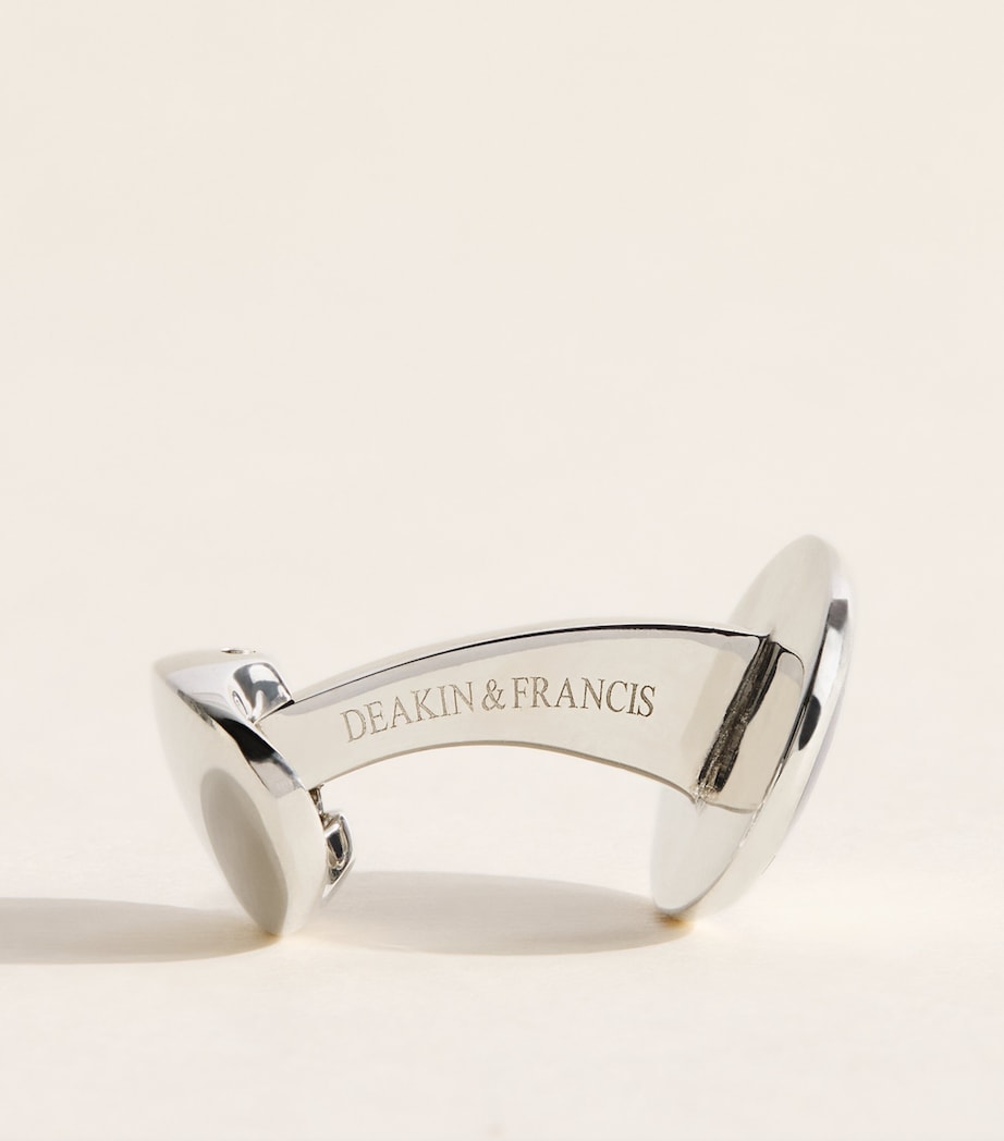Deakin & Francis Sterling Silver and Enamel Oval Cufflinks Blue Image 4