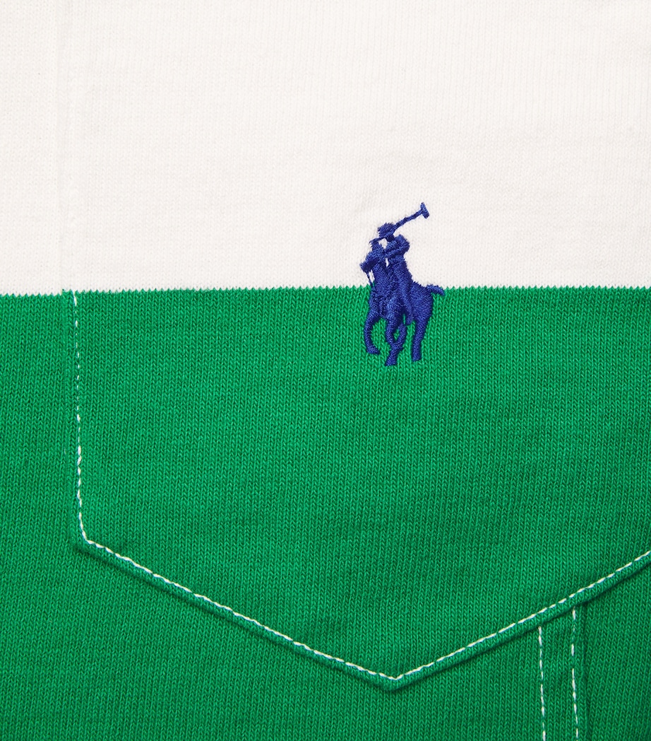 Polo Ralph Lauren Womens Cotton Stripe Rugby Shirt Bllird Grn/dkwsh Wht Image 6