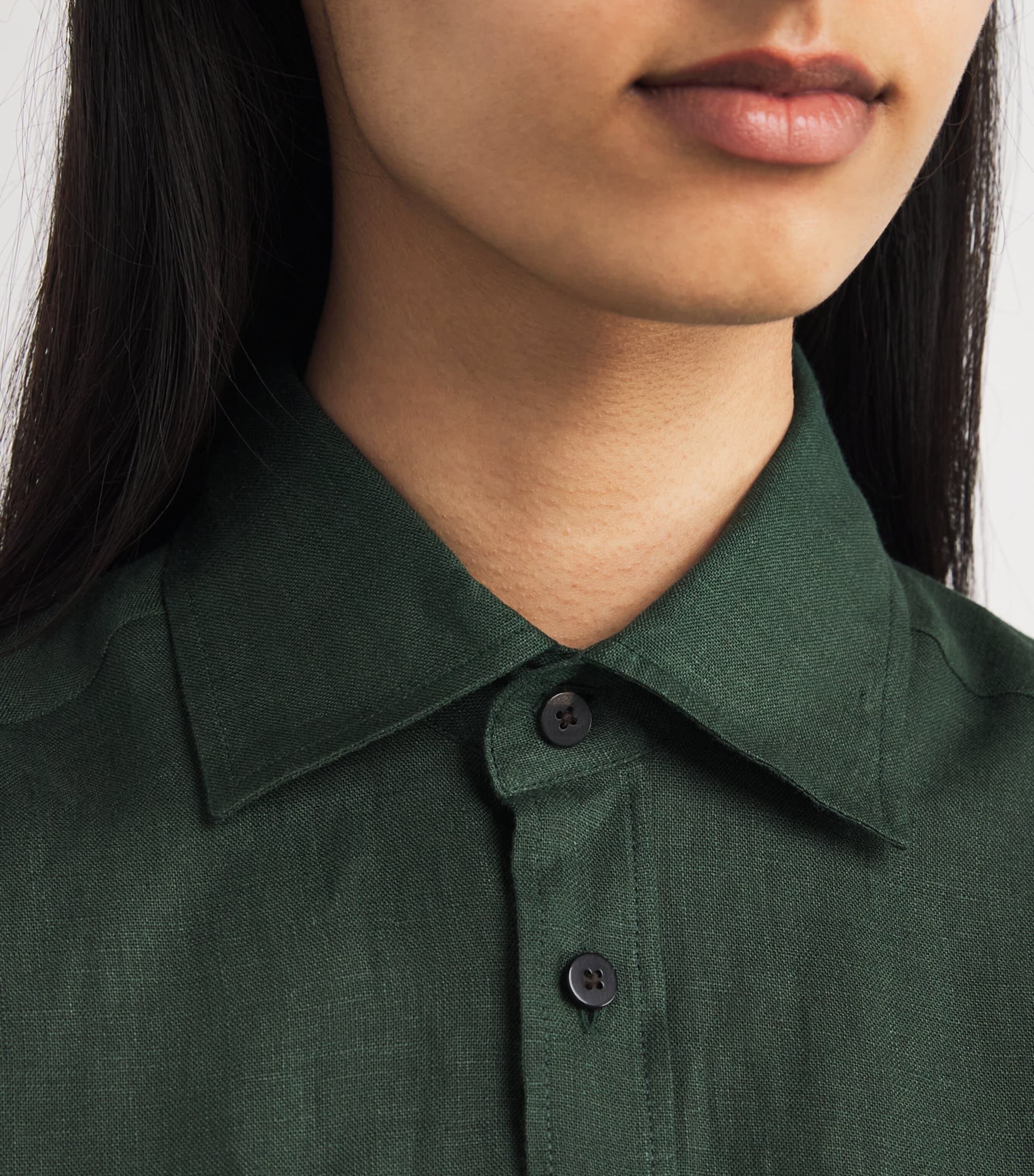With Nothing Underneath Womens Linen The Boyfriend Shirt Hunter Green Image 6