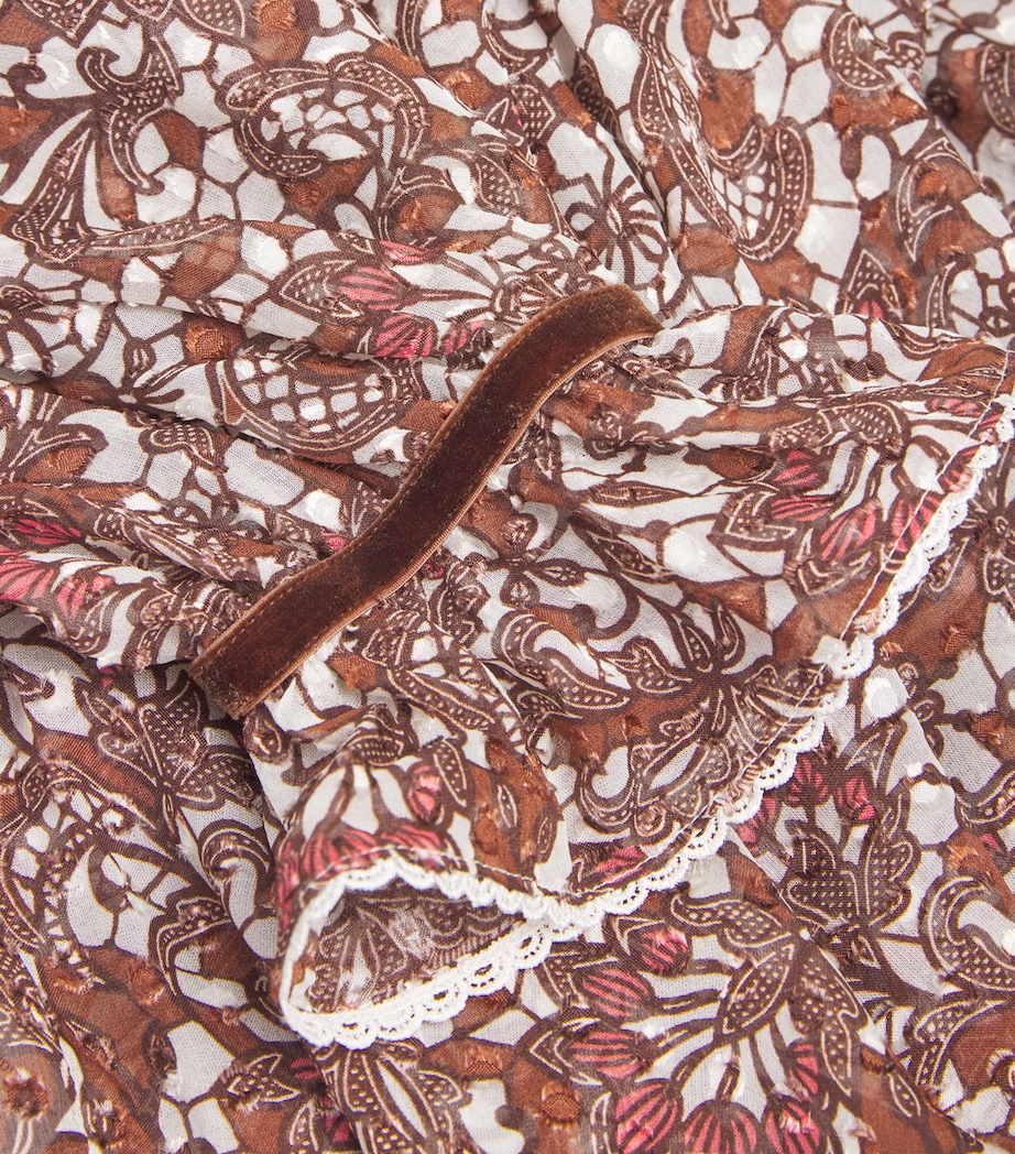 Silk-Blend Jacquard Blouse BROWN MULTI Image 5