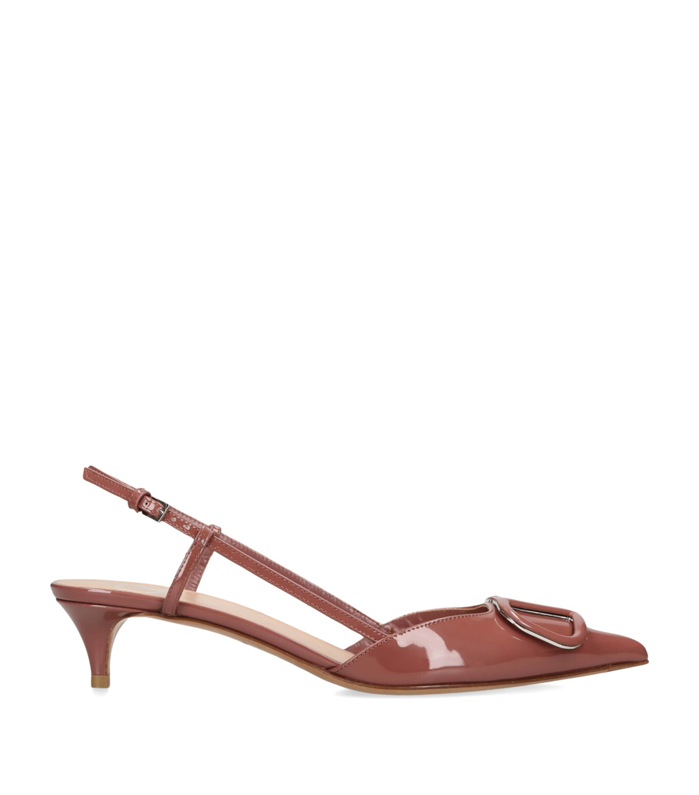 Valentino Garavani Vlogo 40 Patent-leather Slingback Courts In Brown/oth