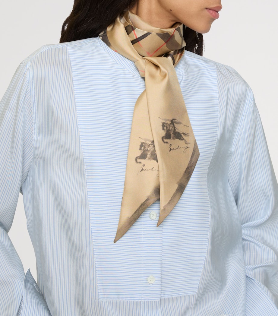 Silk Watercolour Check Twilly SAND Image 4