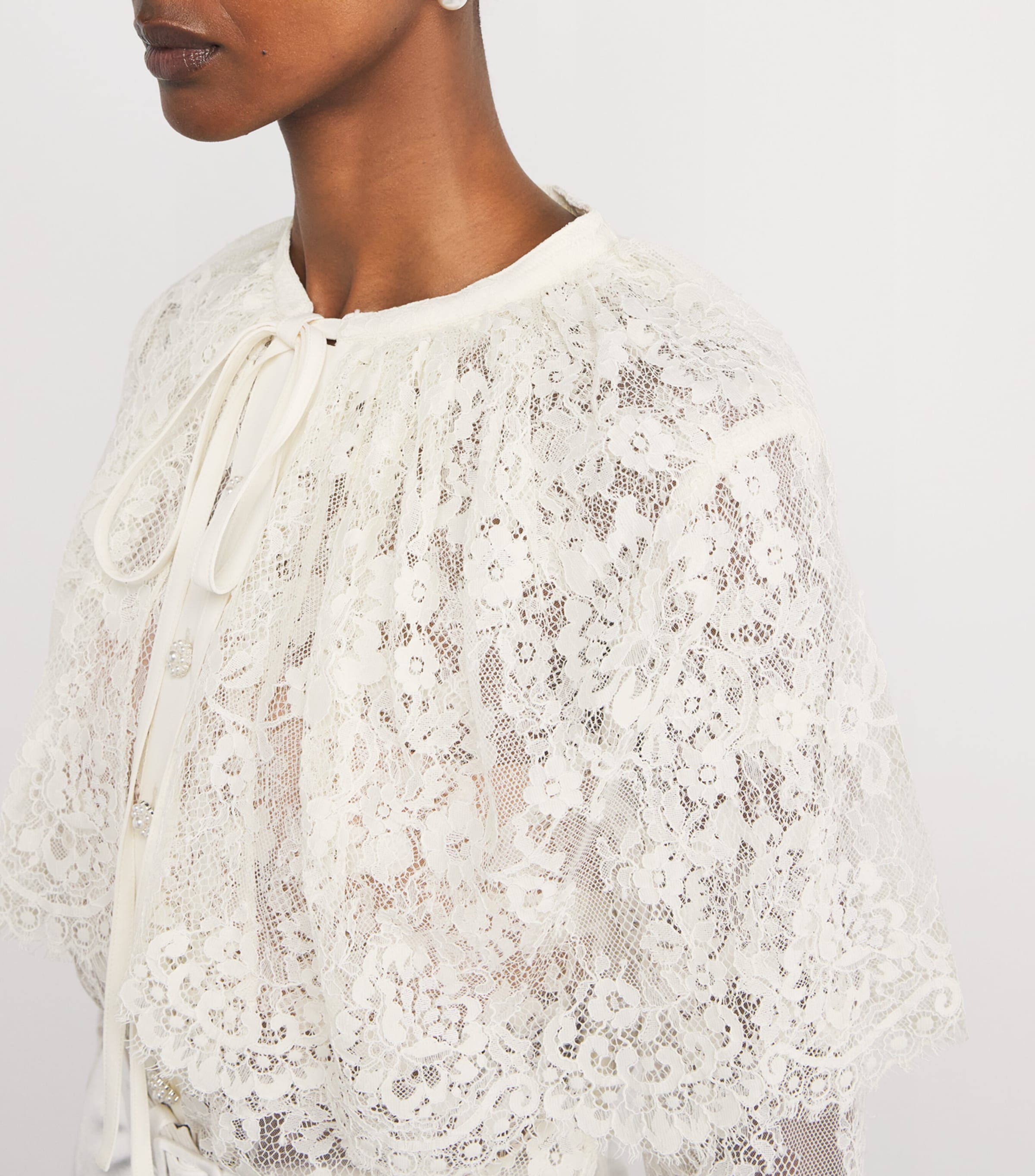 Lace Belted Maxi Dress WHITE Image 6