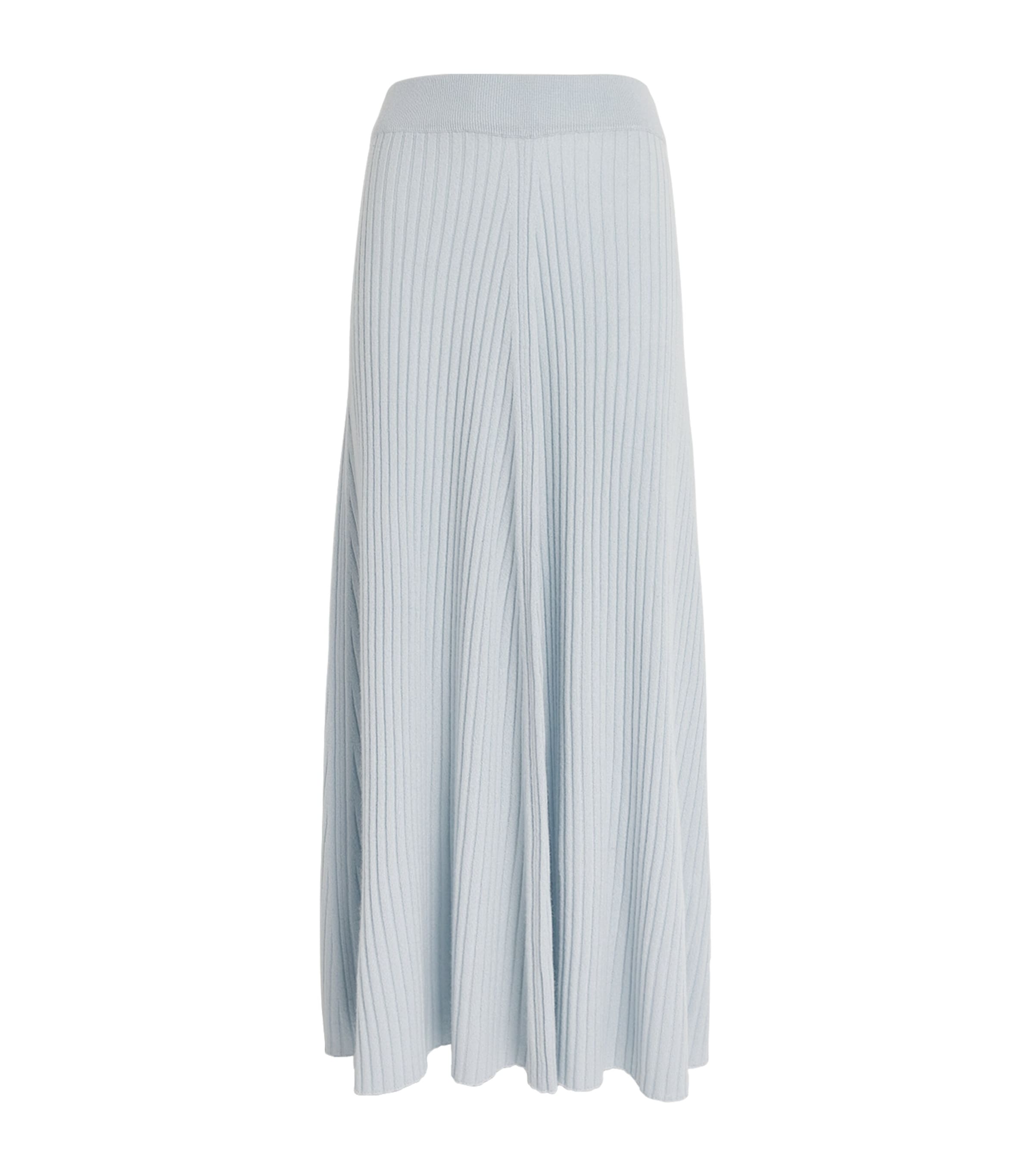 Allude Cashmere Ribbed Mini Skirt In Blue