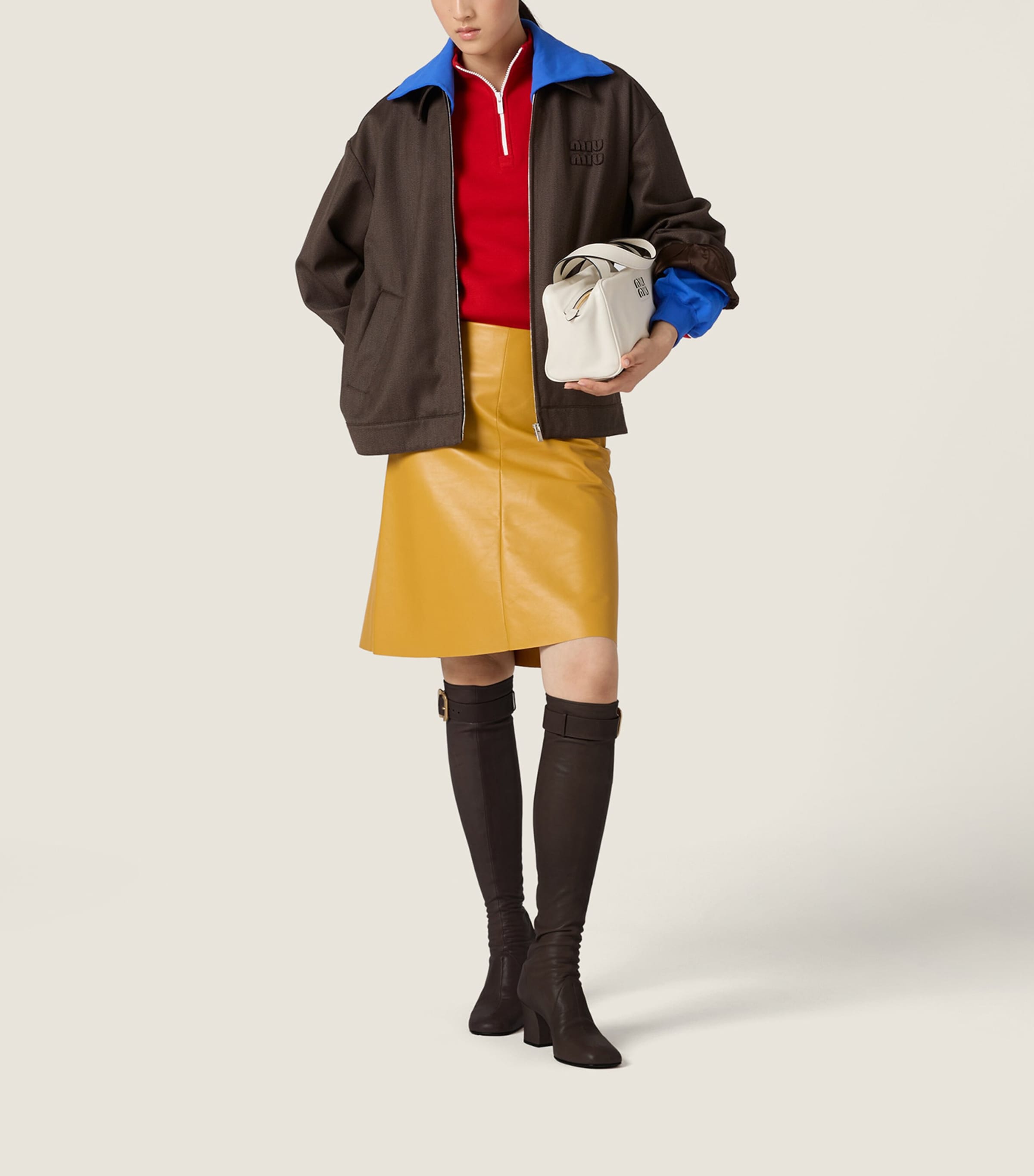 Miu Miu Womens Wool Layered Bomber Jacket Image 2