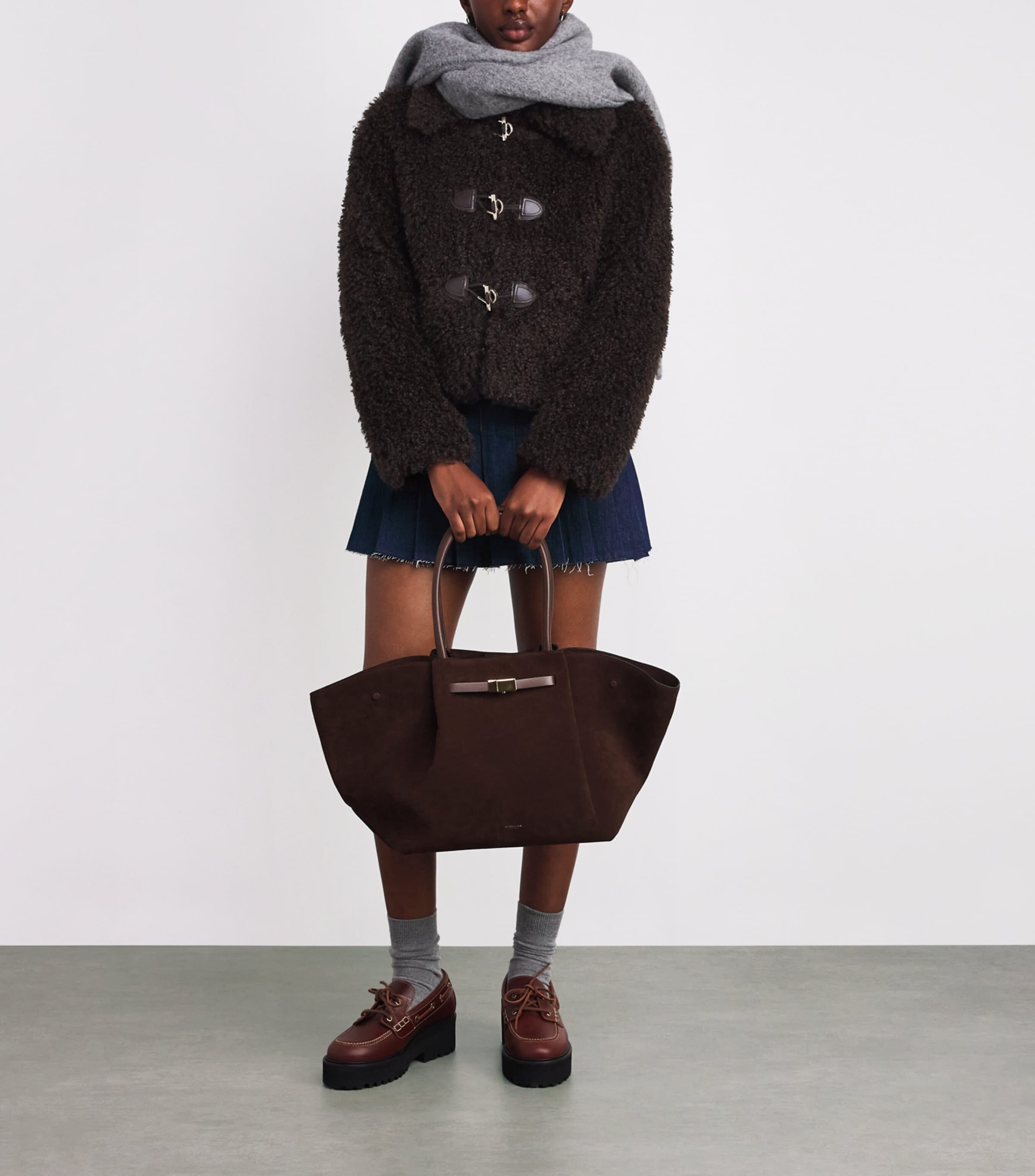 Faux Shearling Bomber Jacket DARK BROWN Image 2