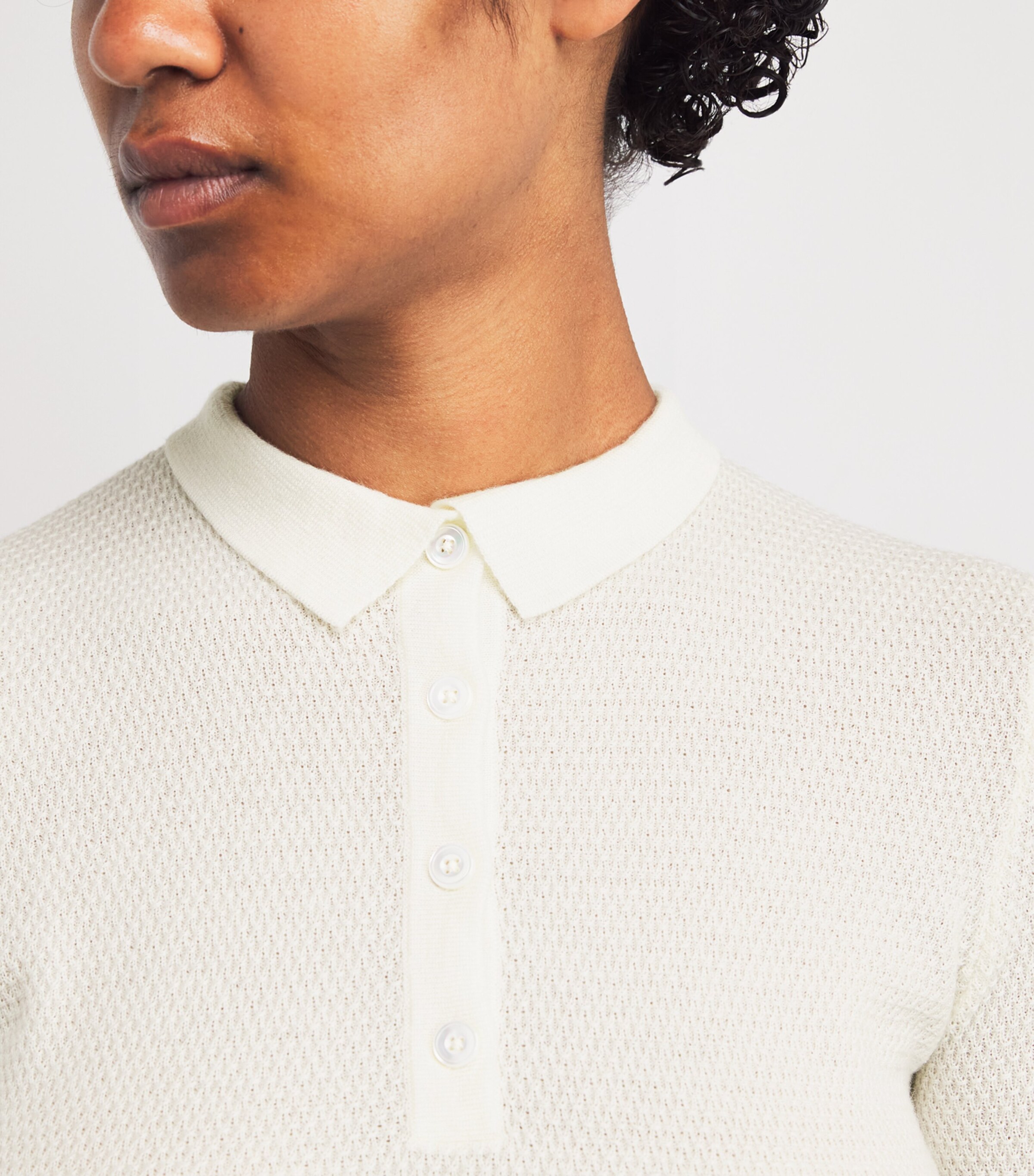 Eleventy Womens Cashmere Knitted Polo Shirt Bianco Image 6