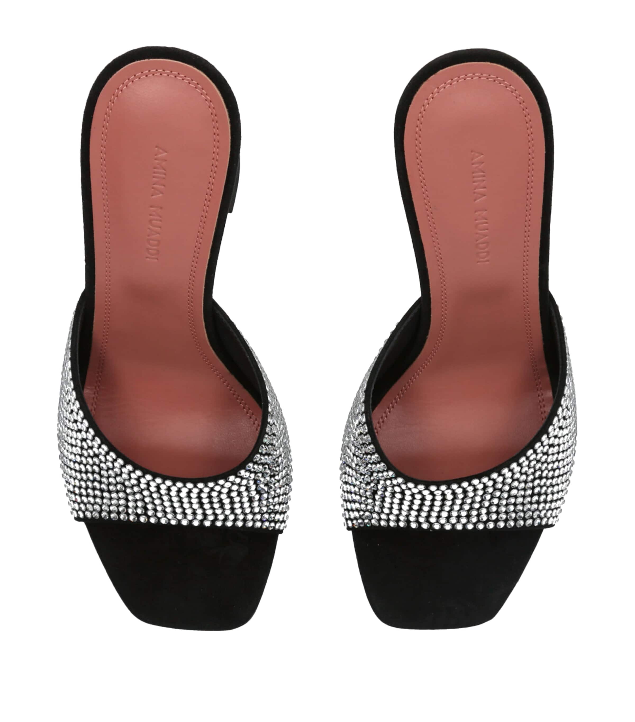 Embellished Leather Lupita Heeled Mules 95 BLACK Image 3