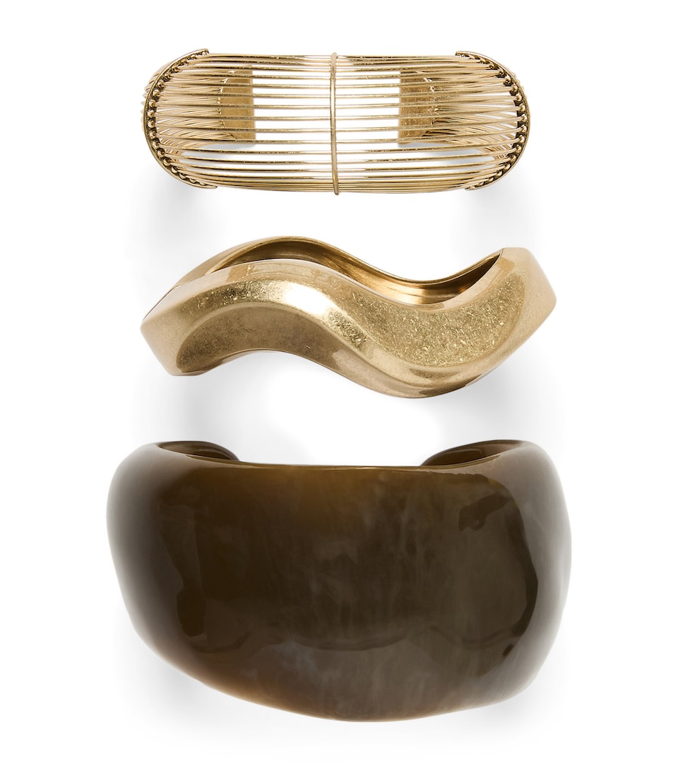 Marina Rinaldi Metal and Resin Bracelets (Set of 3) Gold