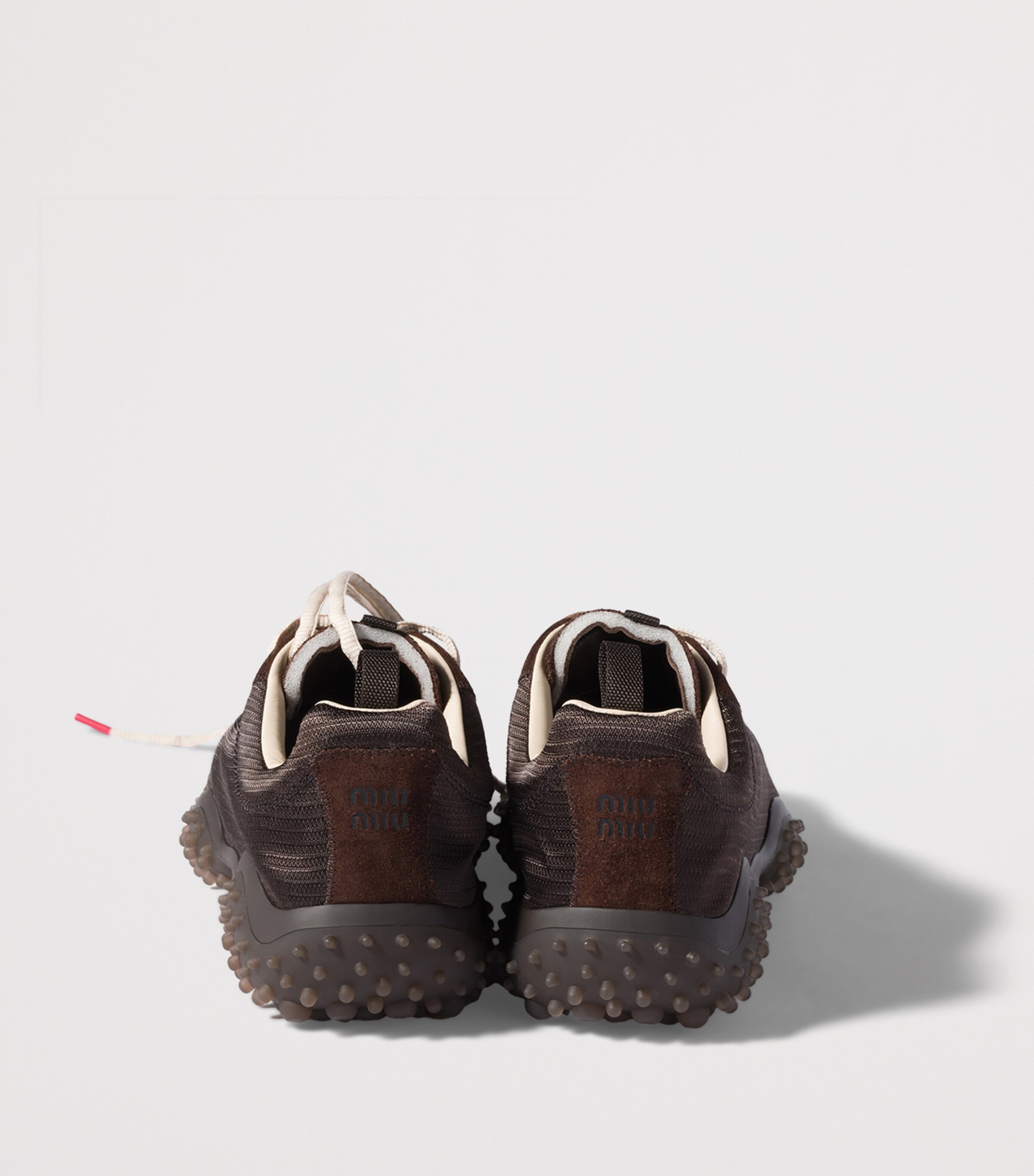 Miu Miu Technical Fabric & Suede Bubble Sneakers Brown Image 4