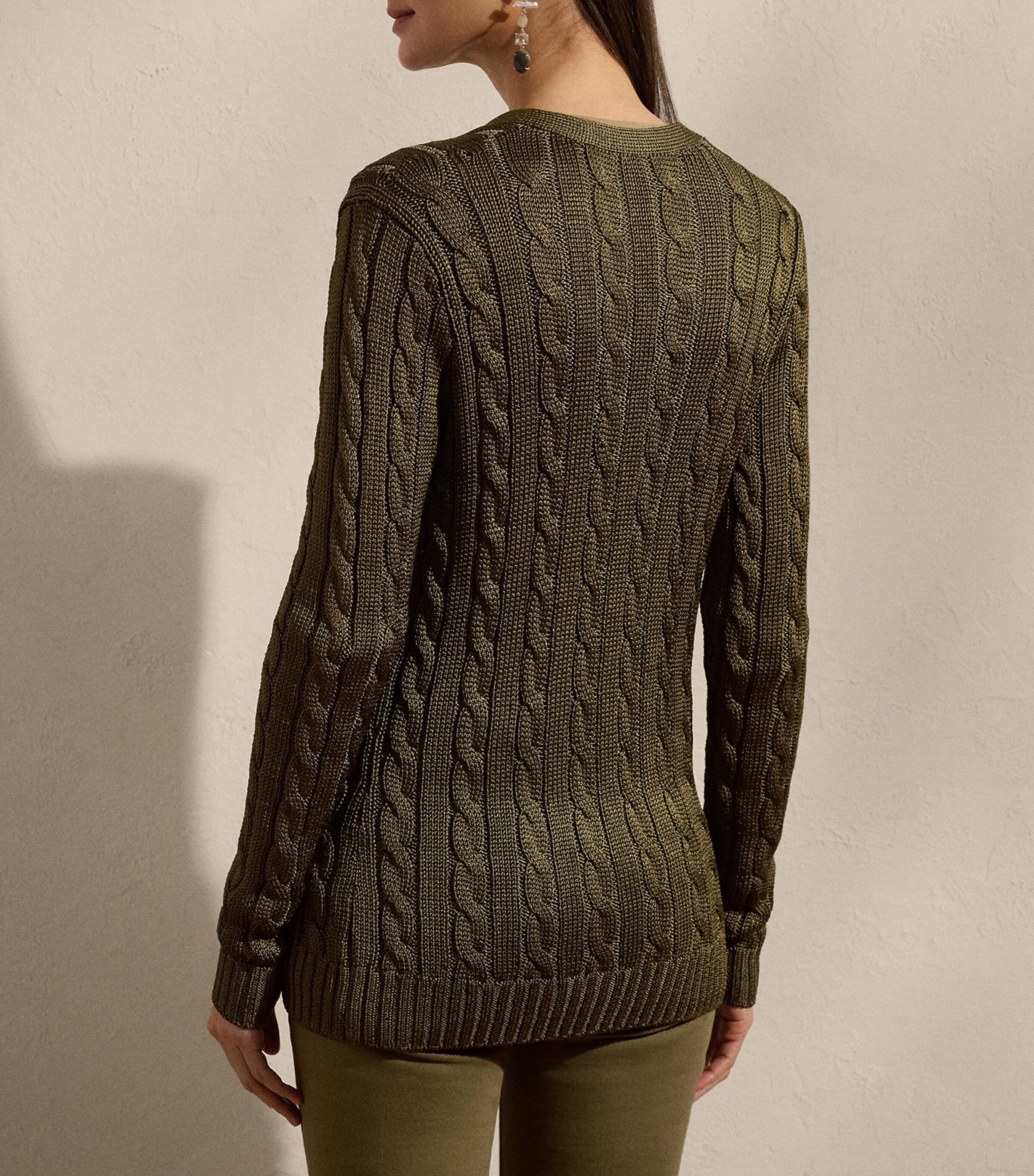 Silk Cable-Knit Cardigan MOSS Image 4