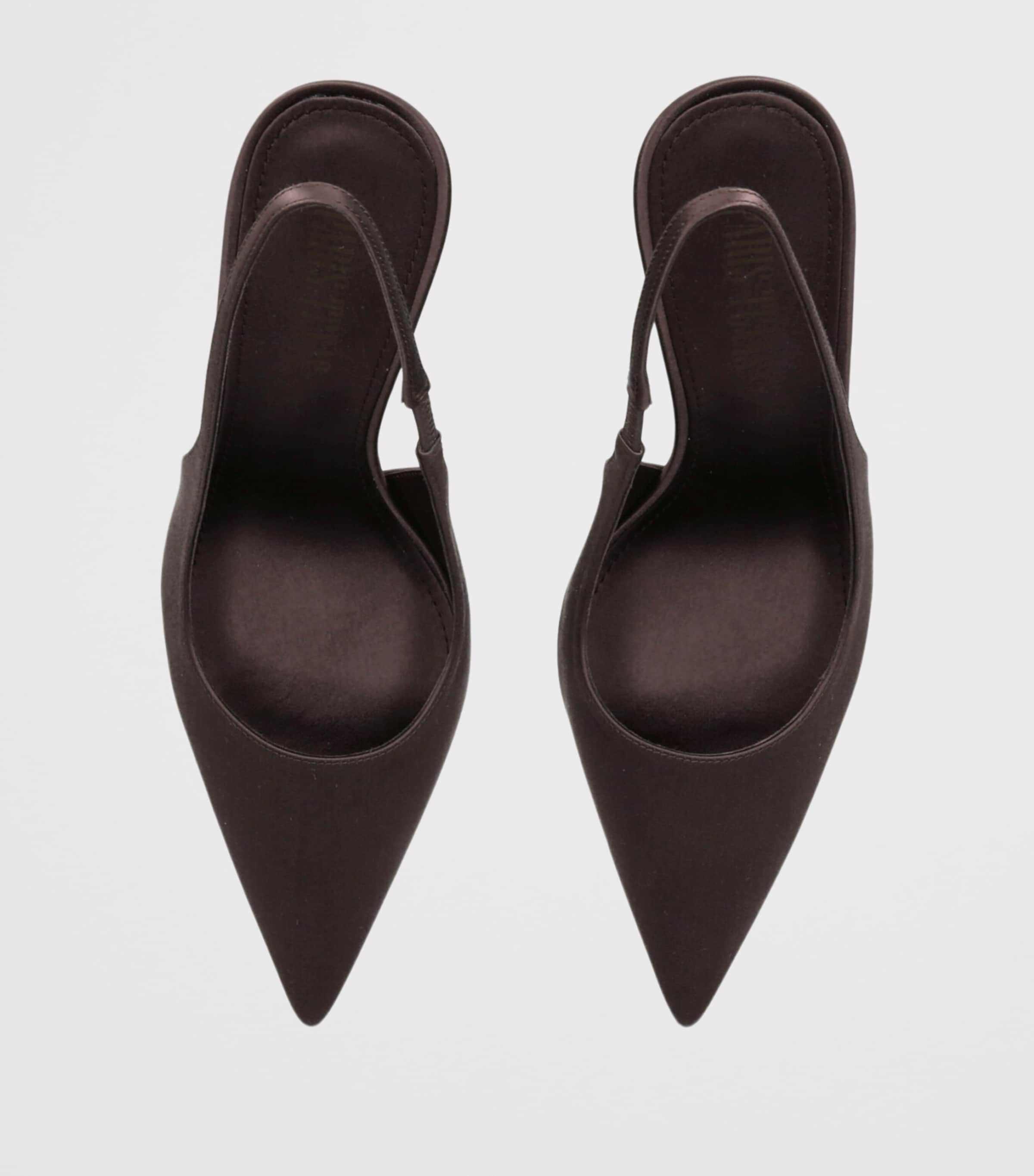 Satin Lidia Slingback Pumps 105 BROWN Image 4