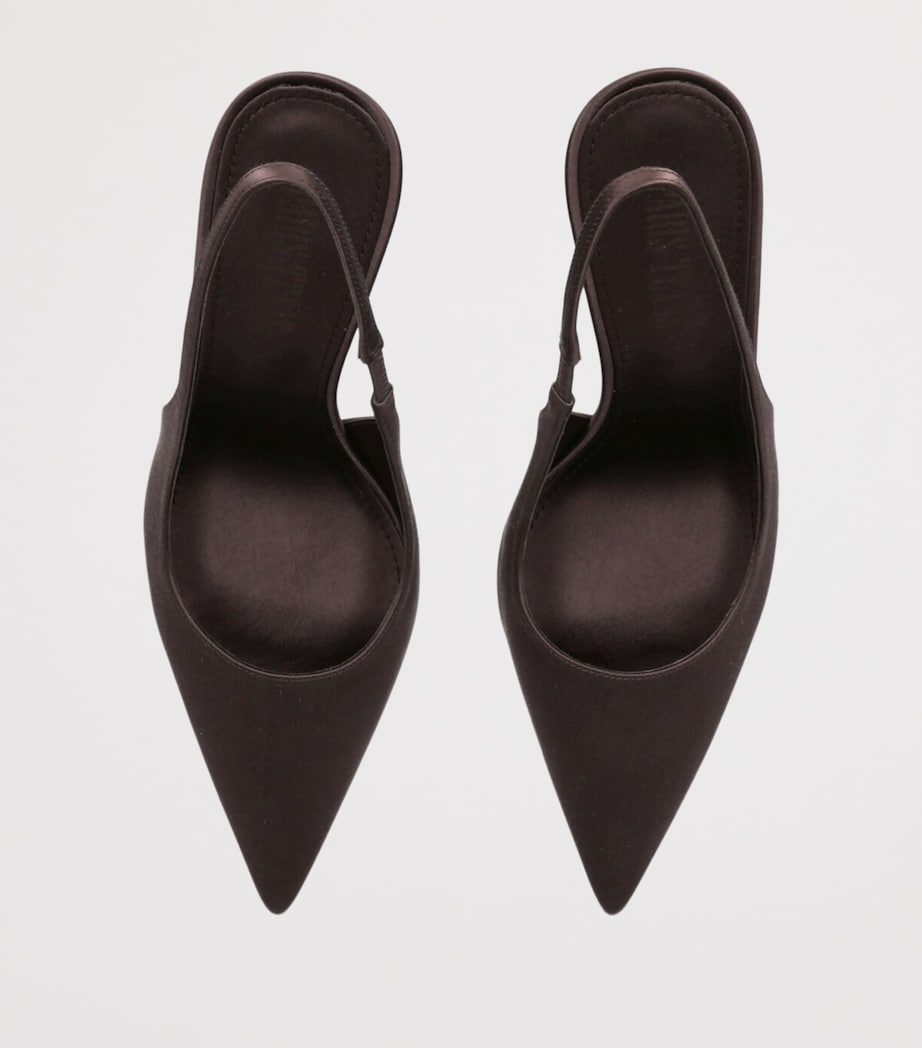 Satin Lidia Slingback Pumps 105 BROWN Image 4