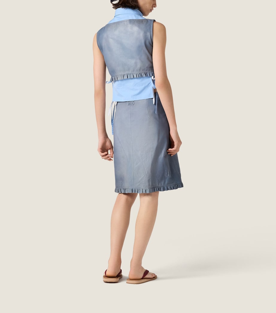 Miu Miu Womens Nappa Leather Cropped Top Light Blue Image 3