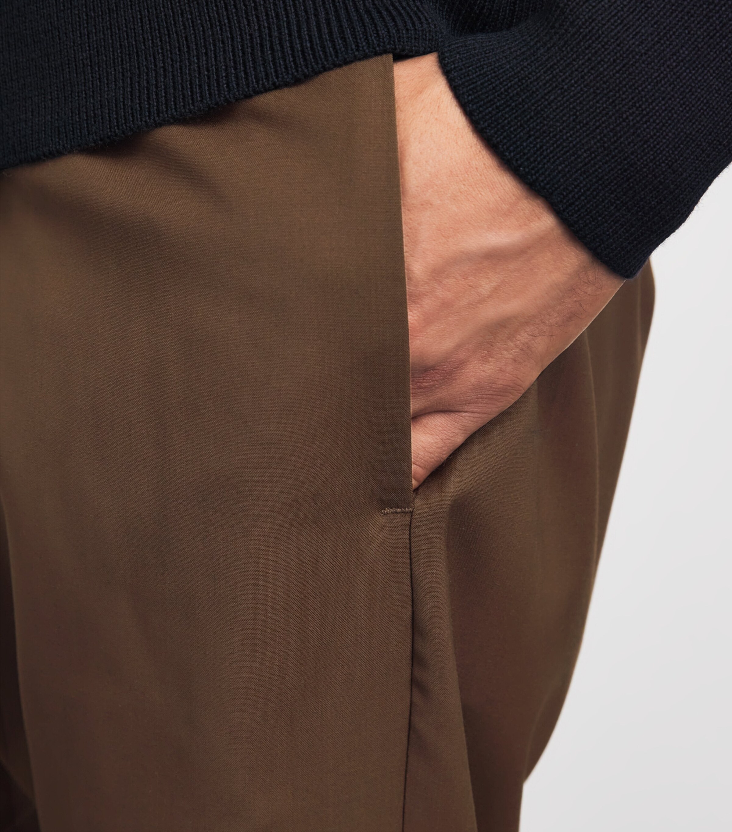 Barena Mens Virgin Wool Elasticated Trousers Toffee Image 3