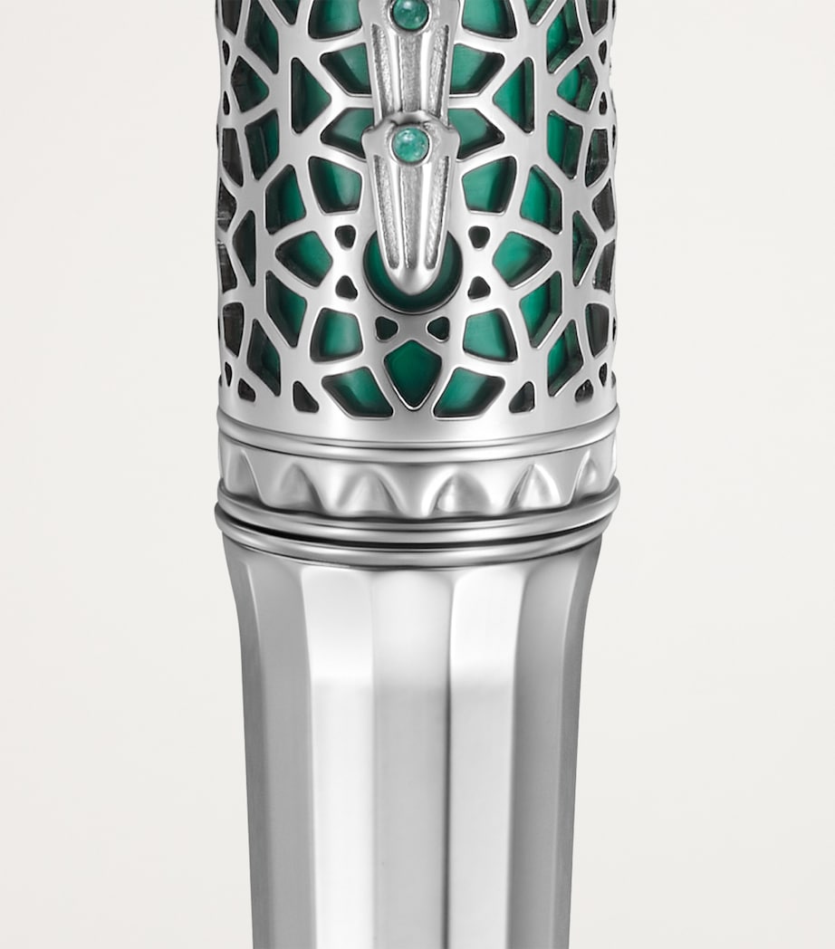 Cartier Sterling Silver, Turquoise and Mother-Of-Pearl Palm Tree Ballpoint Pen Turquoise & Silver Image 6
