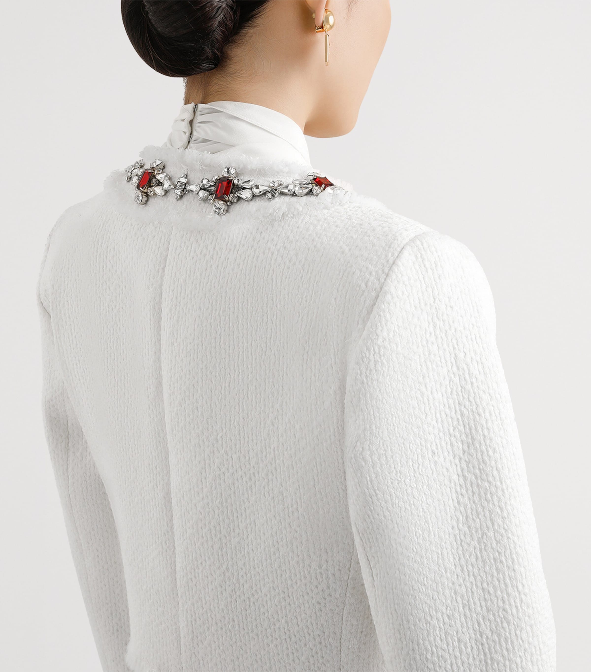 Tweed Embellished Jacket W3789-VERY LIGHT CRE Image 5