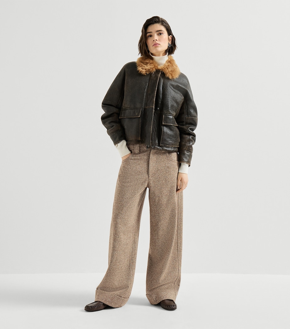 Brunello Cucinelli Womens Virgin Wool-Blend Monili Trousers Image 3