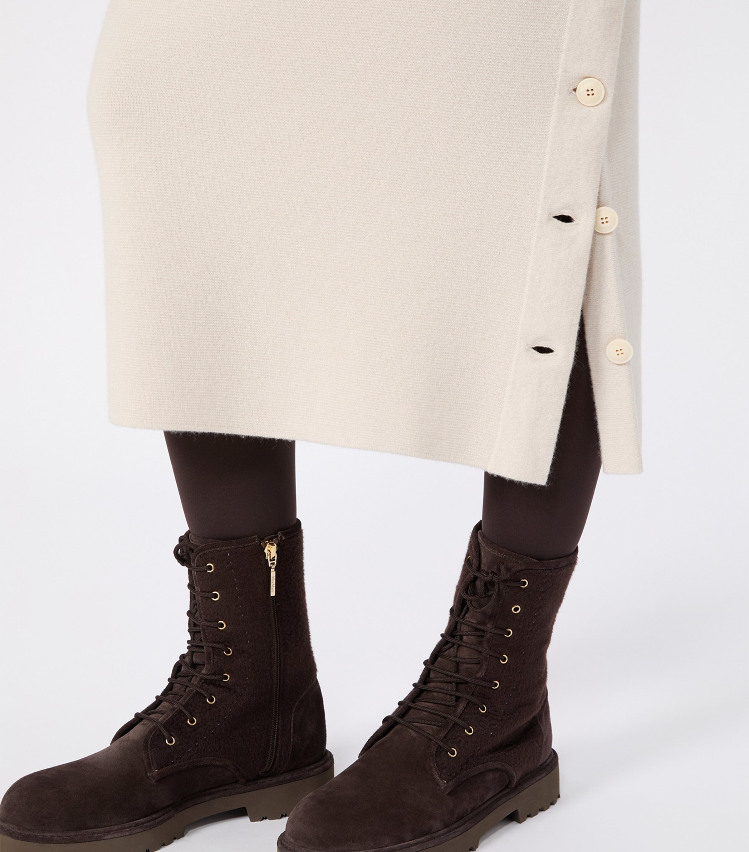 Max Mara Womens Wool-Cashmere Midi Skirt Beige Image 5