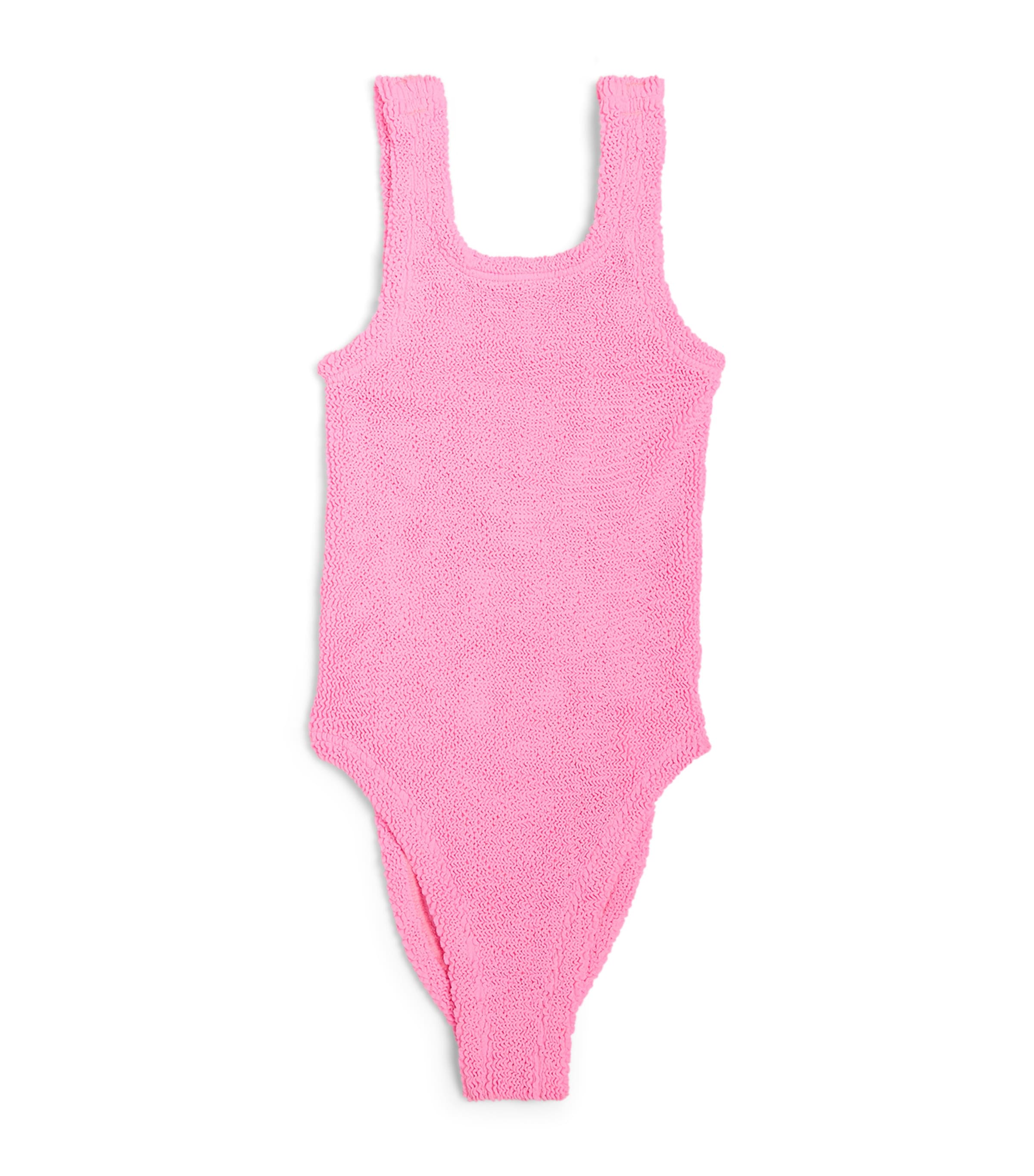 Hunza G Girls Pink Crinkle Bow Swimsuit In Pink