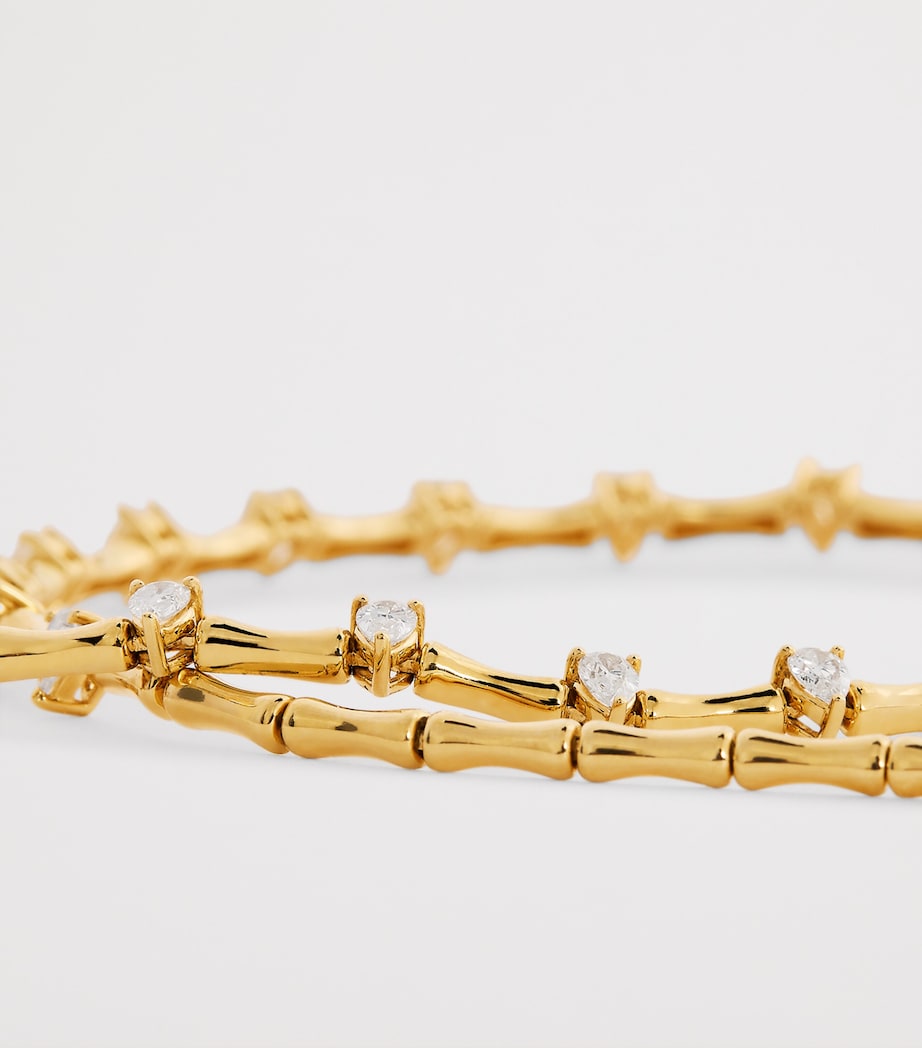Yellow Gold and Diamond Bamboo Necklace YELLOW GOLD Image 5