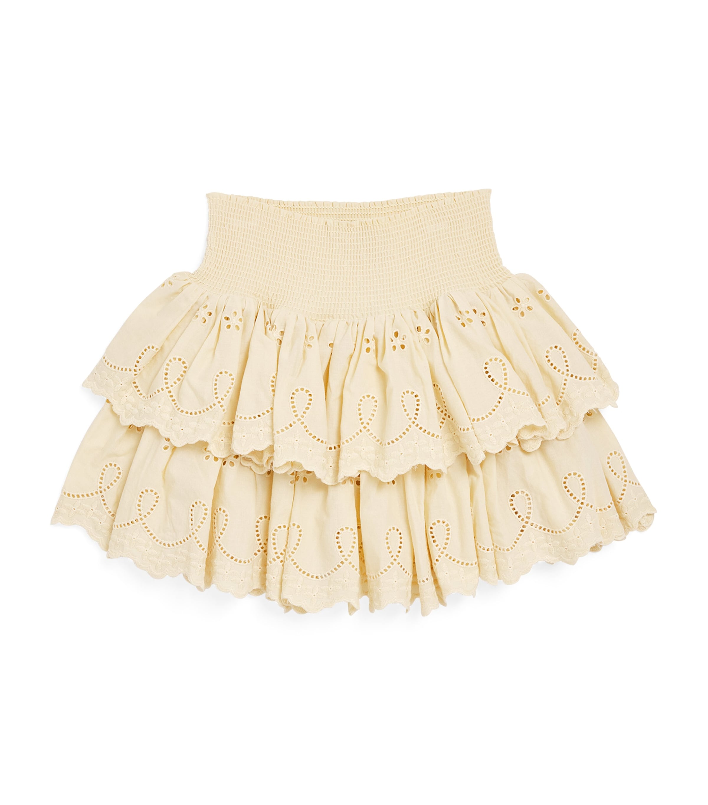 Konges Slojd Organic Cotton Smocked Posey Skirt In Neutral