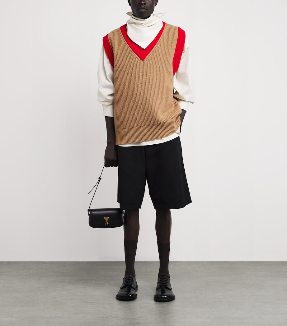 Wool Ami de Coeur Sweater Vest 2801 - CAMEL Image 2