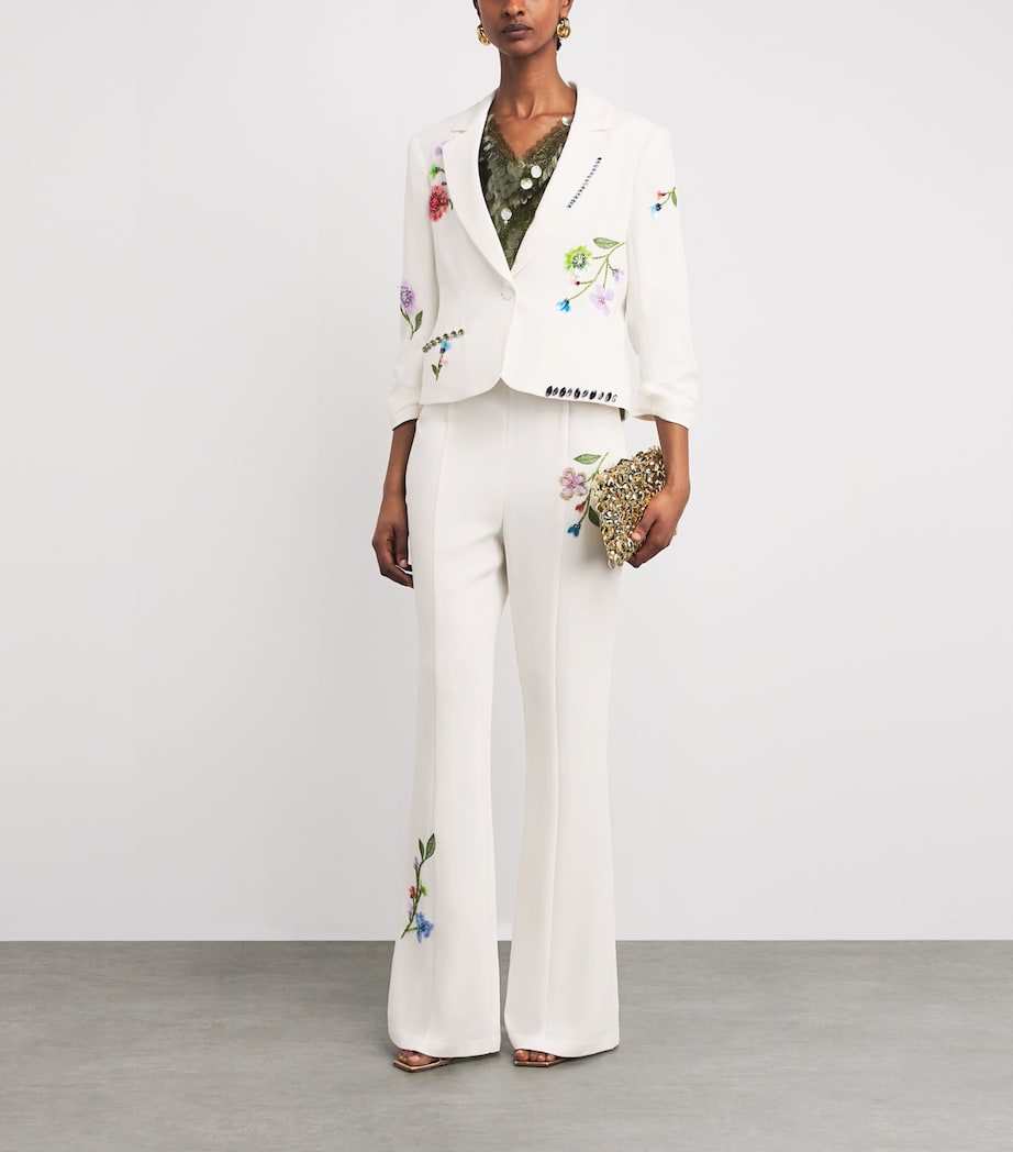 Cinq A Sept Womens Floral Vine Kailyn Flared Trousers Ivory / Multi Image 2