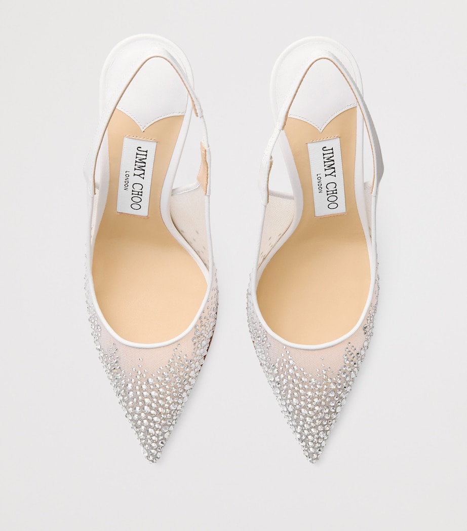 Jimmy Choo Love 85 Embellished Slingback Pumps White/crystal Image 4